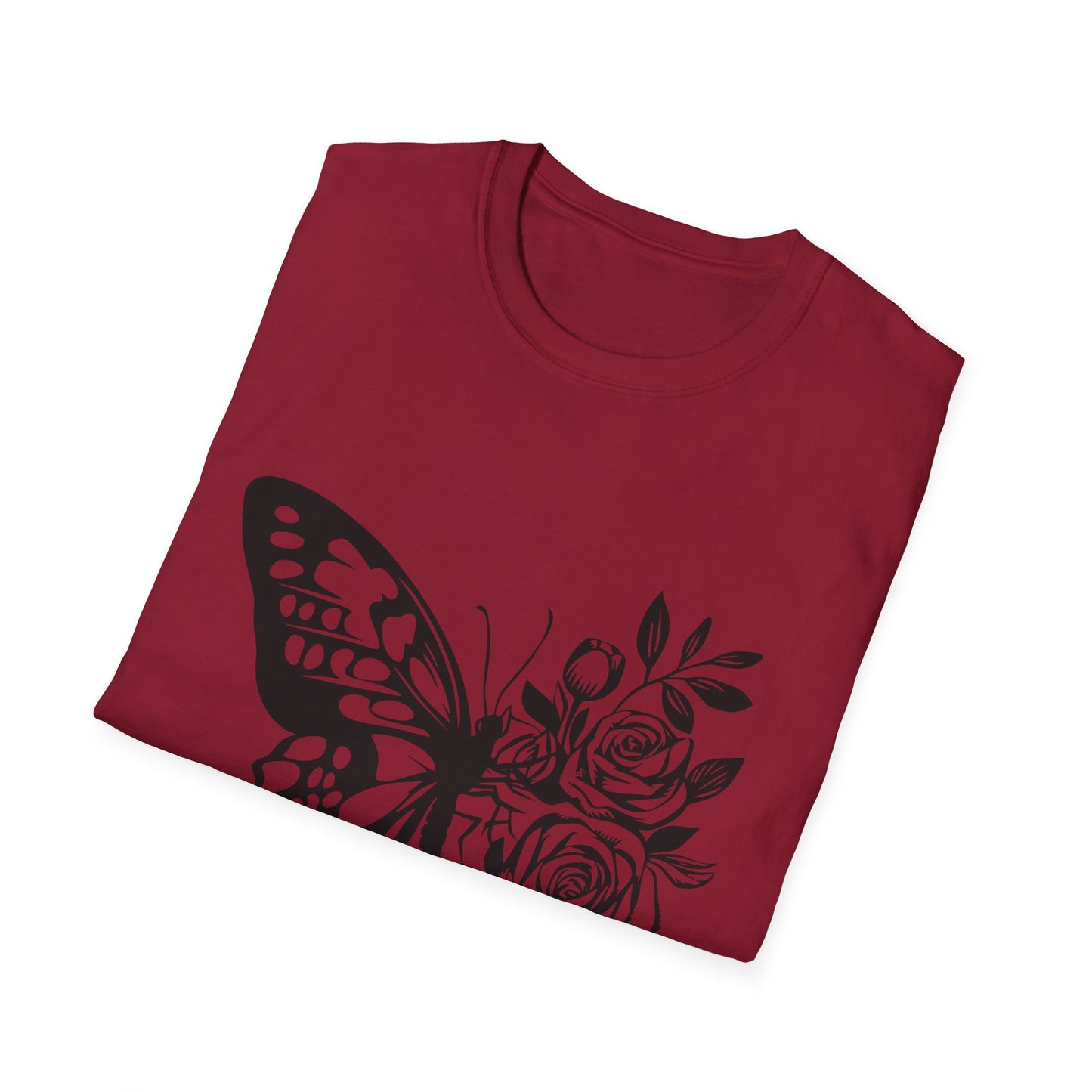 Butterfly and Roses Unisex Cotton Tee