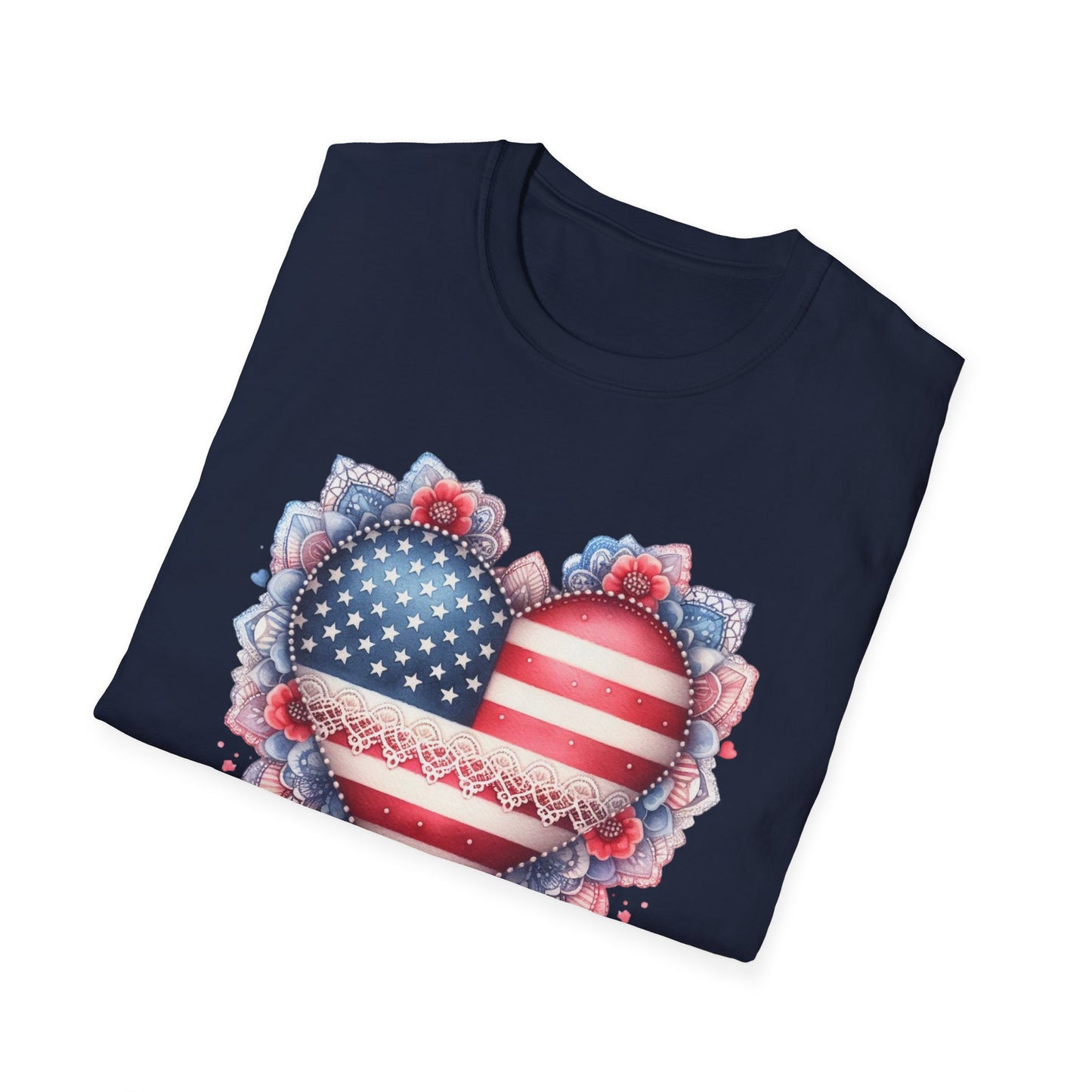 Americana American Flag Heart Unisex Cotton Tee