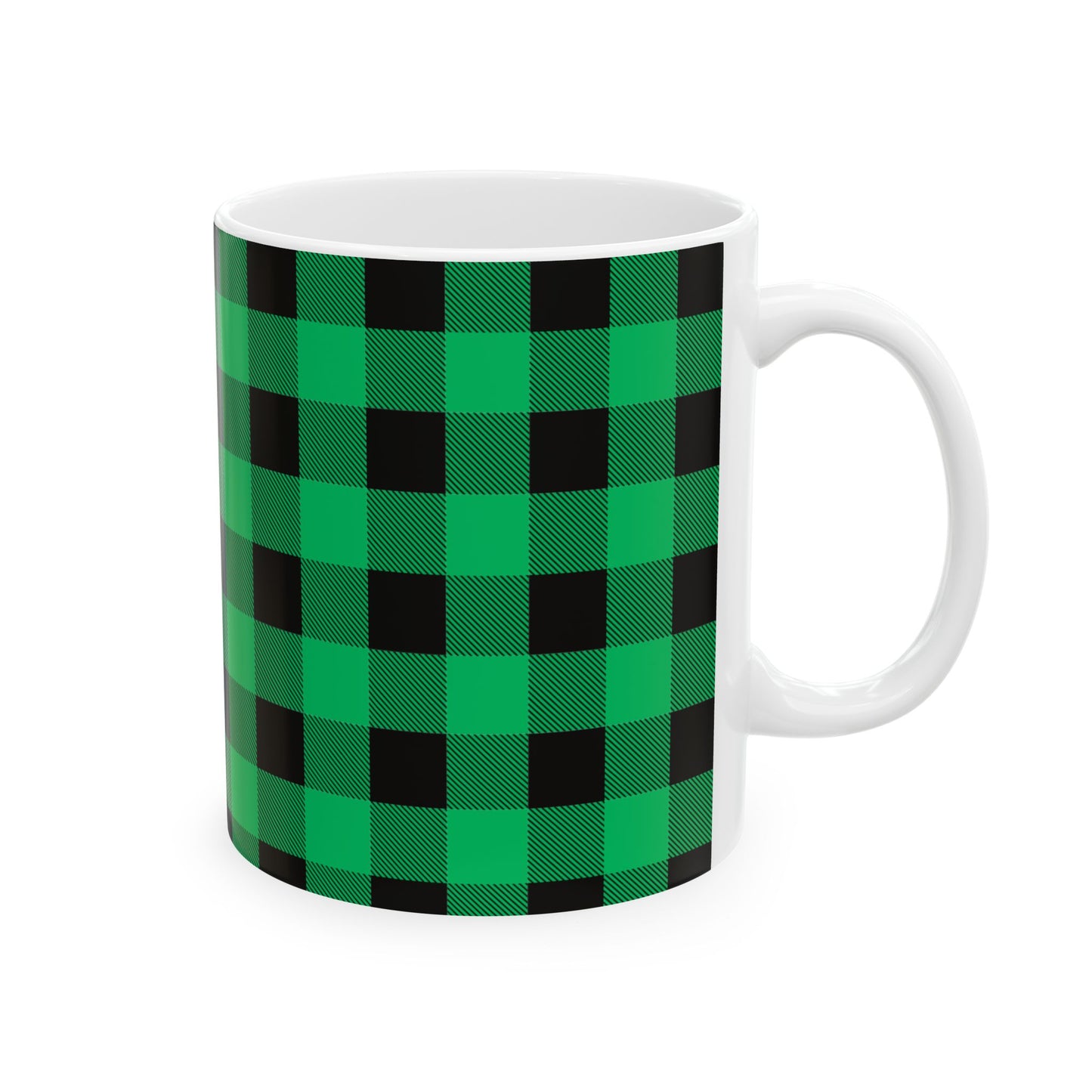 Green and Black Plaid Ceramic Mug