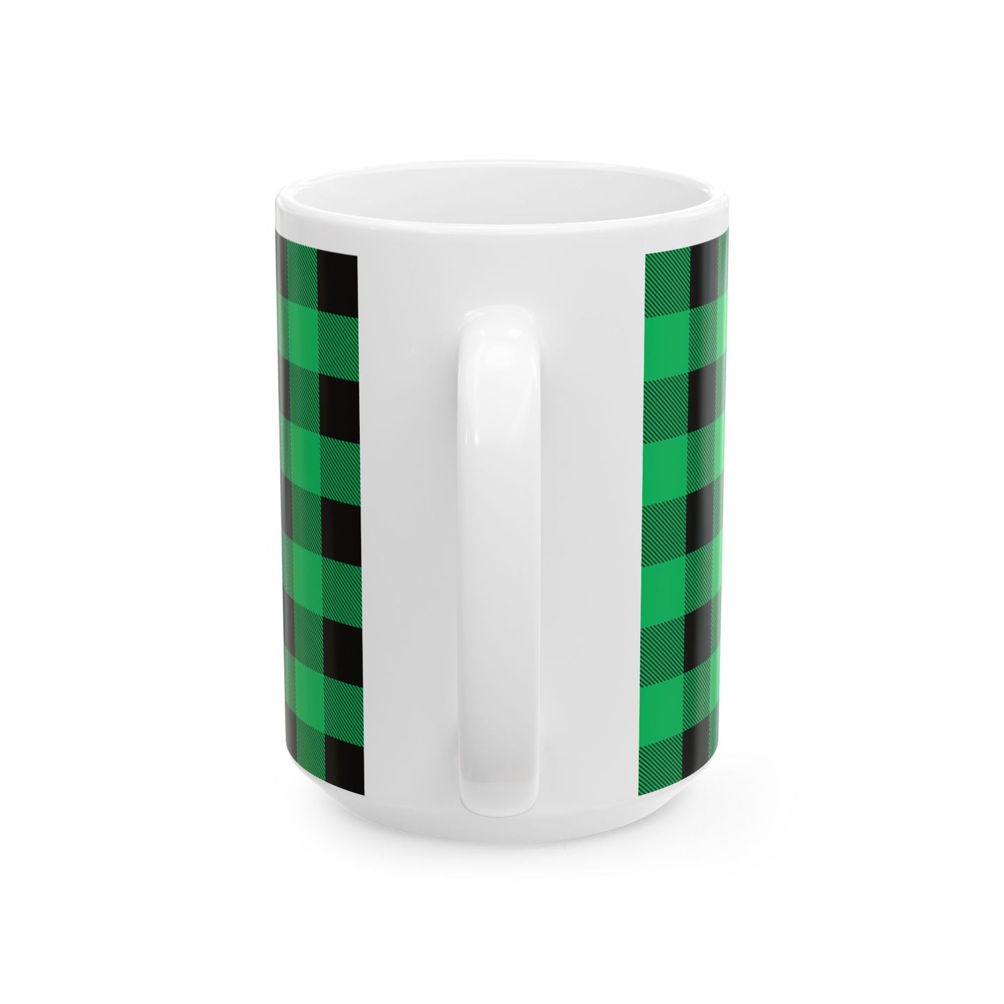 Green and Black Plaid Ceramic Mug