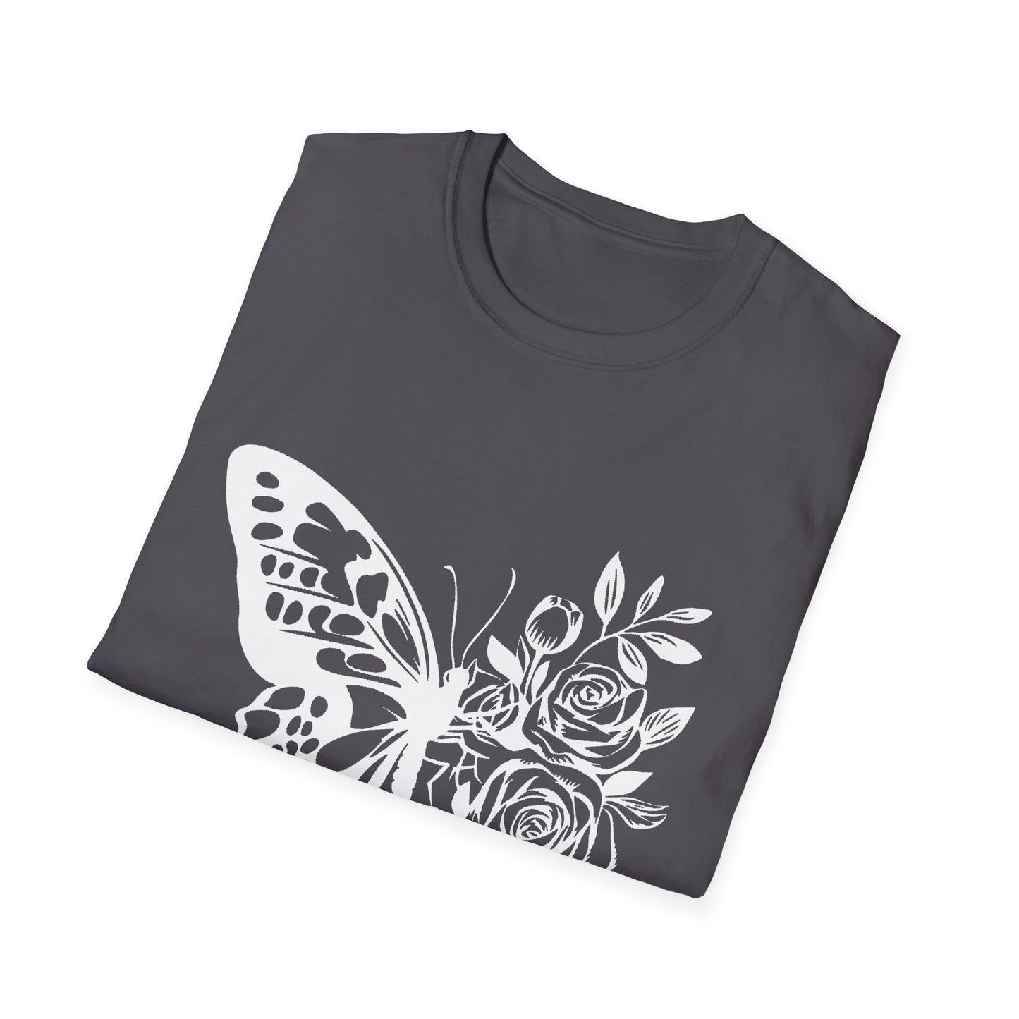 Butterfly and Roses Unisex Cotton Tee