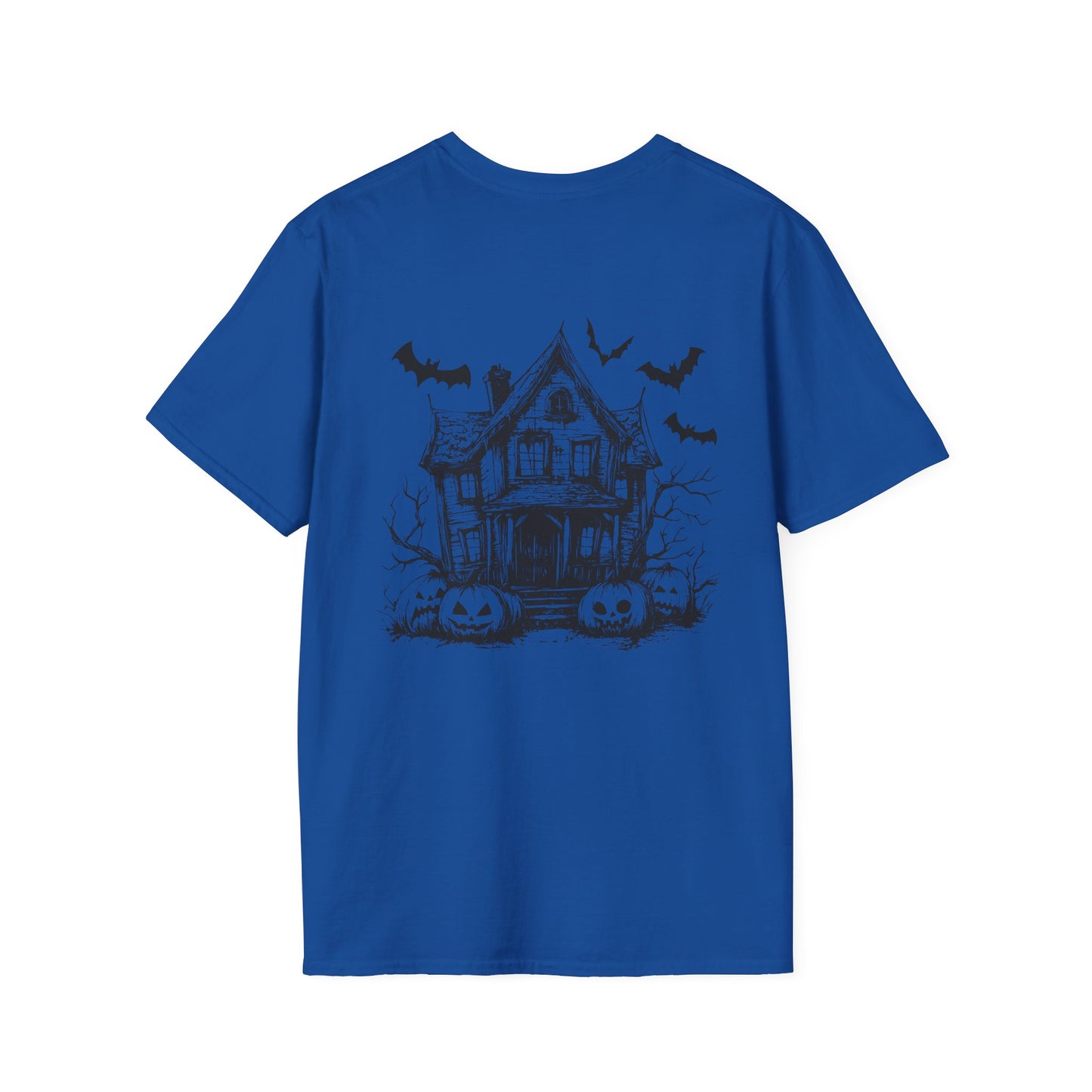 Retro Halloween Haunted House and Bats Unisex Tee