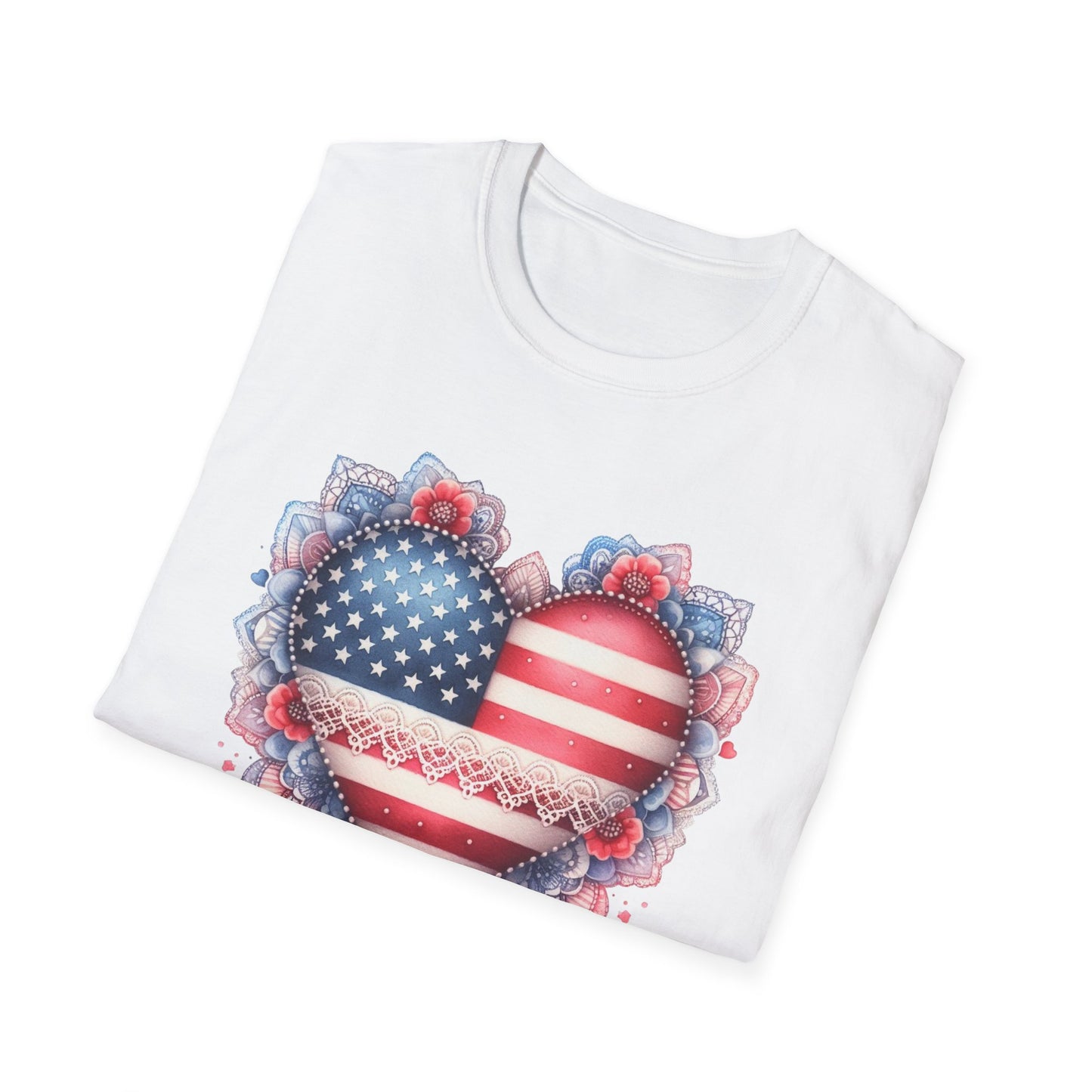 Americana American Flag Heart Unisex Cotton Tee
