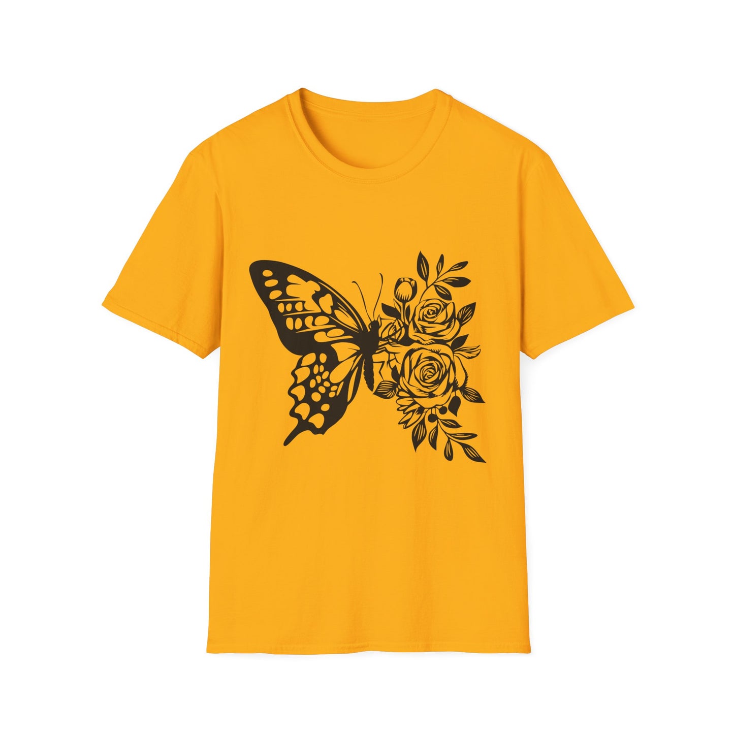 Butterfly and Roses Unisex Cotton Tee