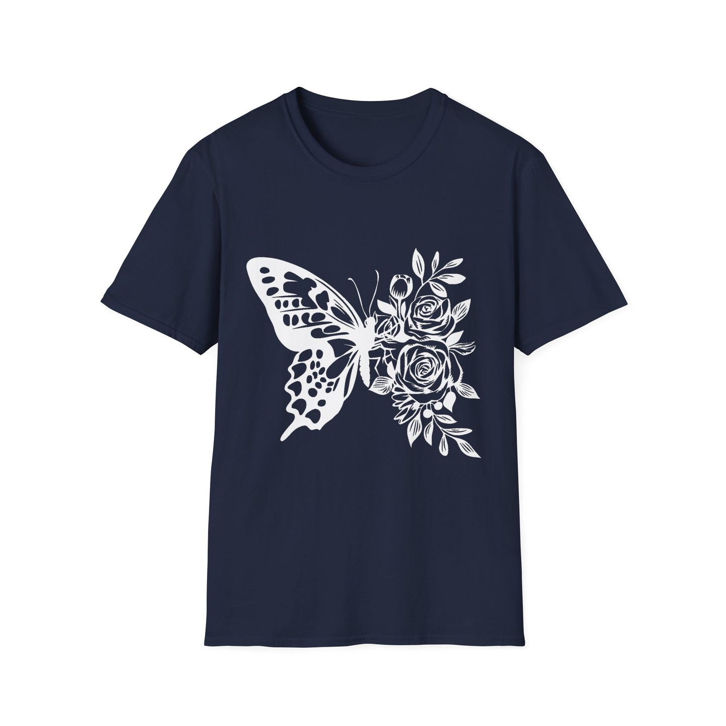 Butterfly and Roses Unisex Cotton Tee