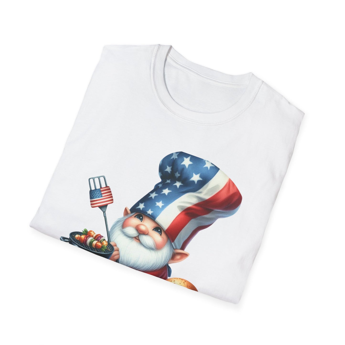 Patriotic BBQ Gnome Unisex Cotton Tee