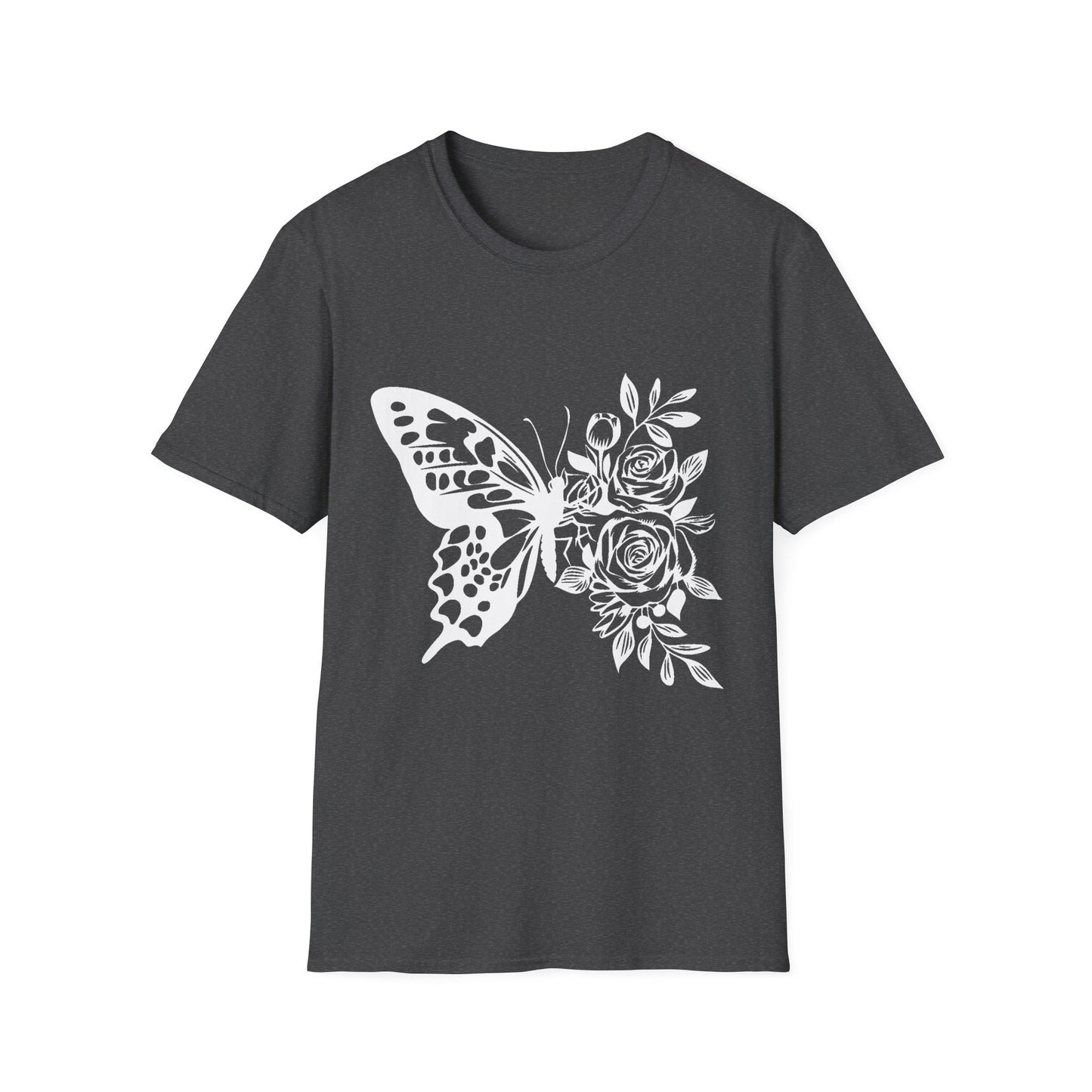 Butterfly and Roses Unisex Cotton Tee