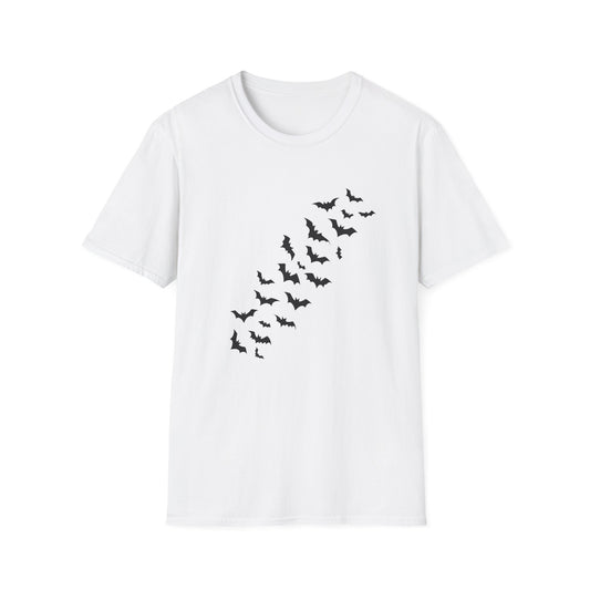 Retro Halloween Haunted House and Bats Unisex Tee