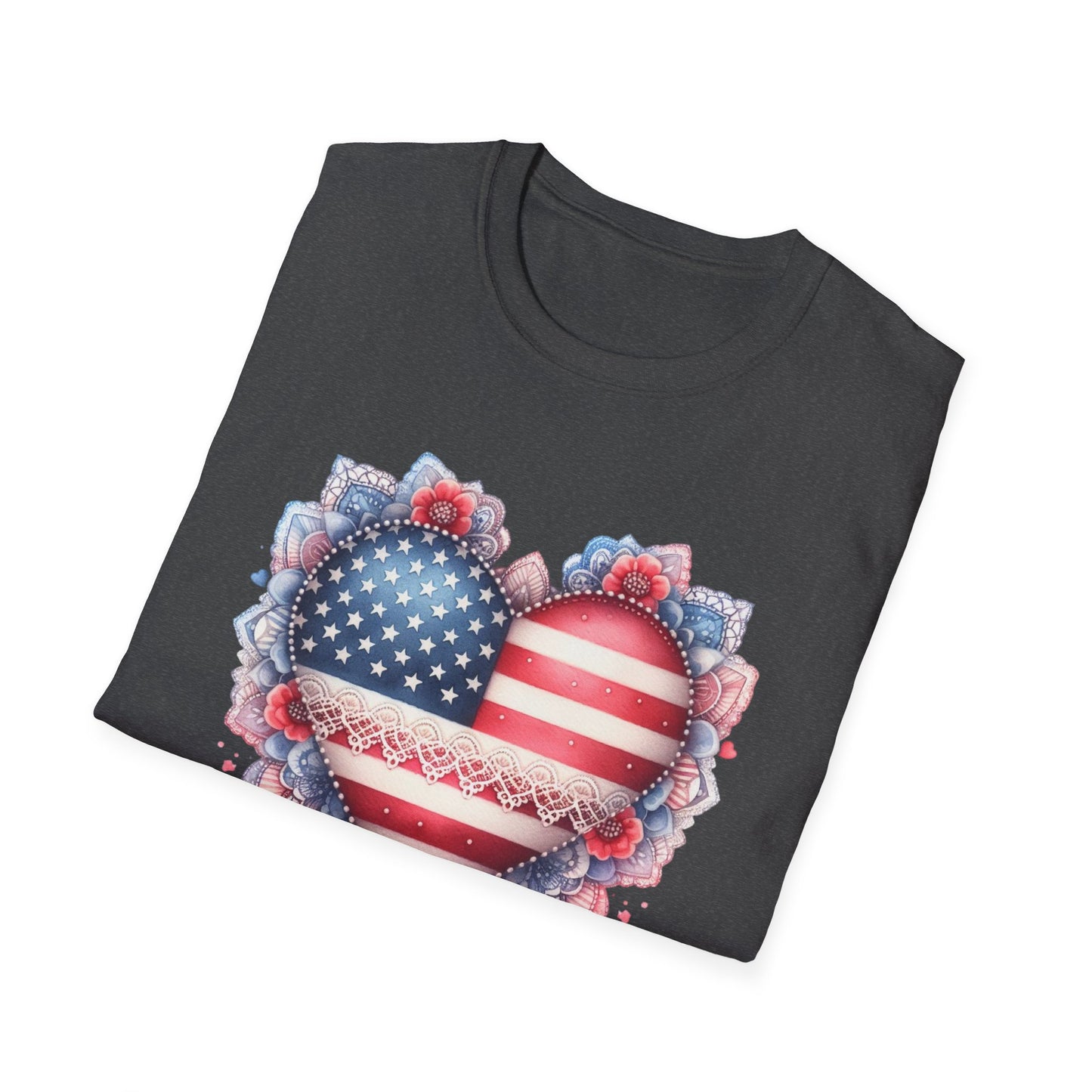 Americana American Flag Heart Unisex Cotton Tee