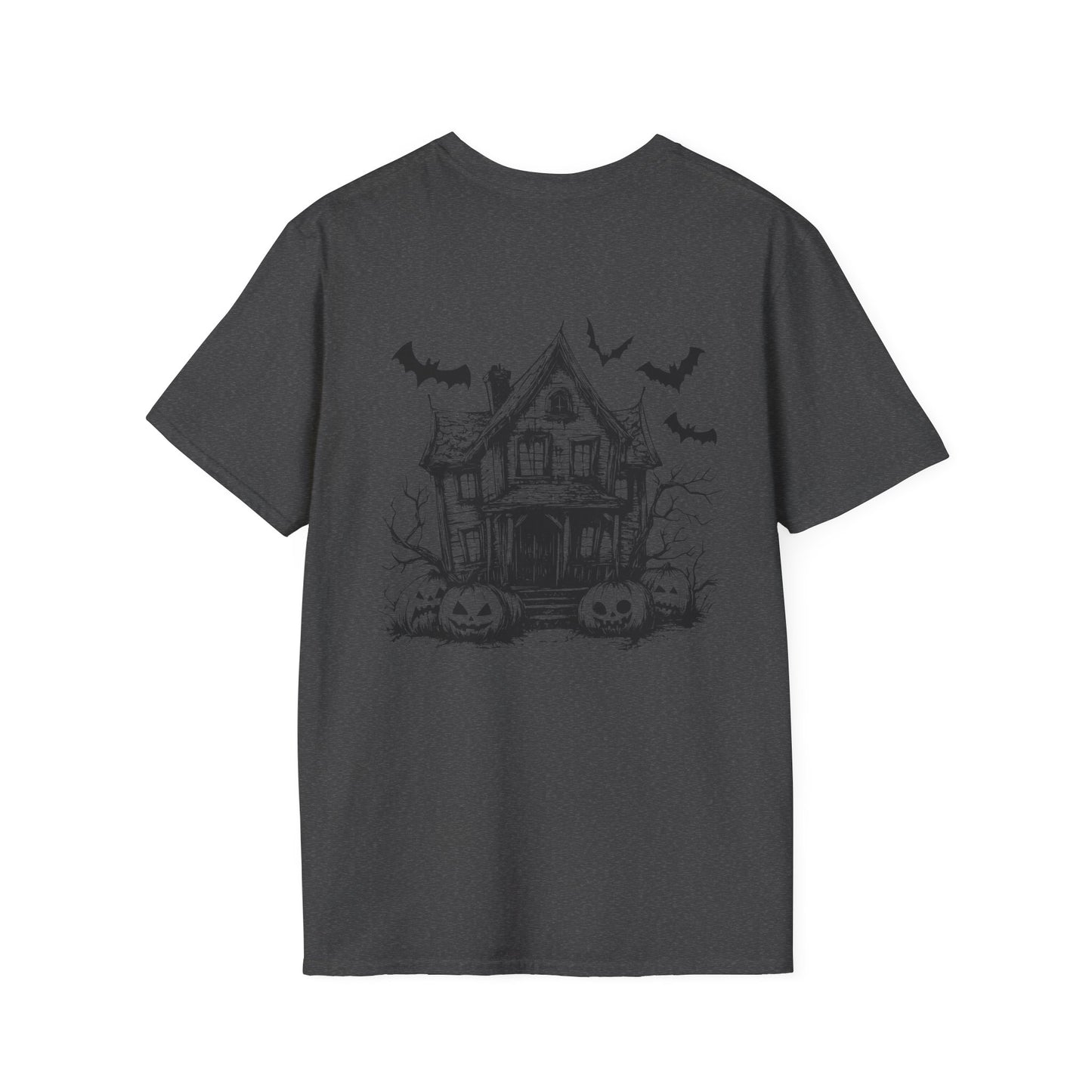Retro Halloween Haunted House and Bats Unisex Tee