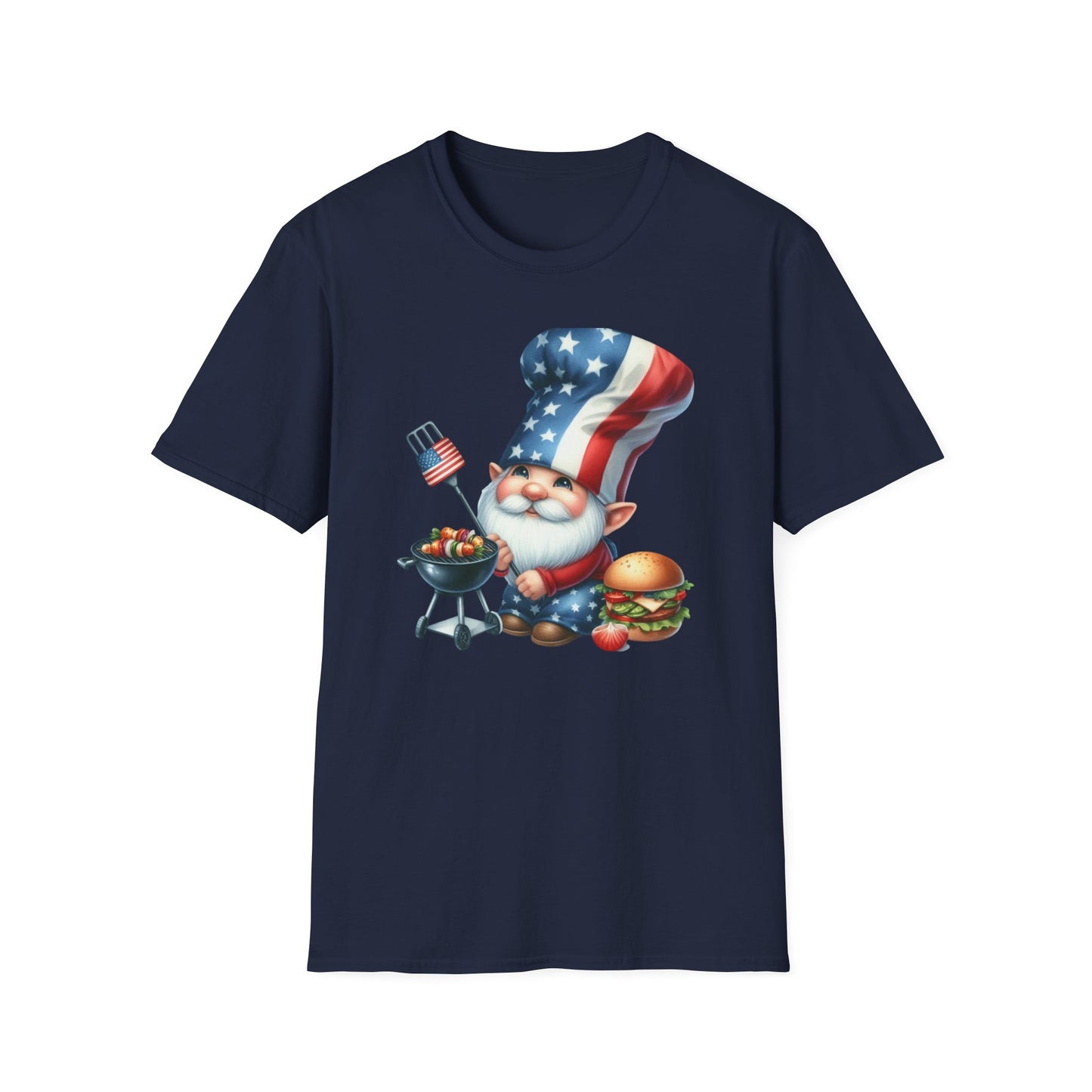 Patriotic BBQ Gnome Unisex Cotton Tee