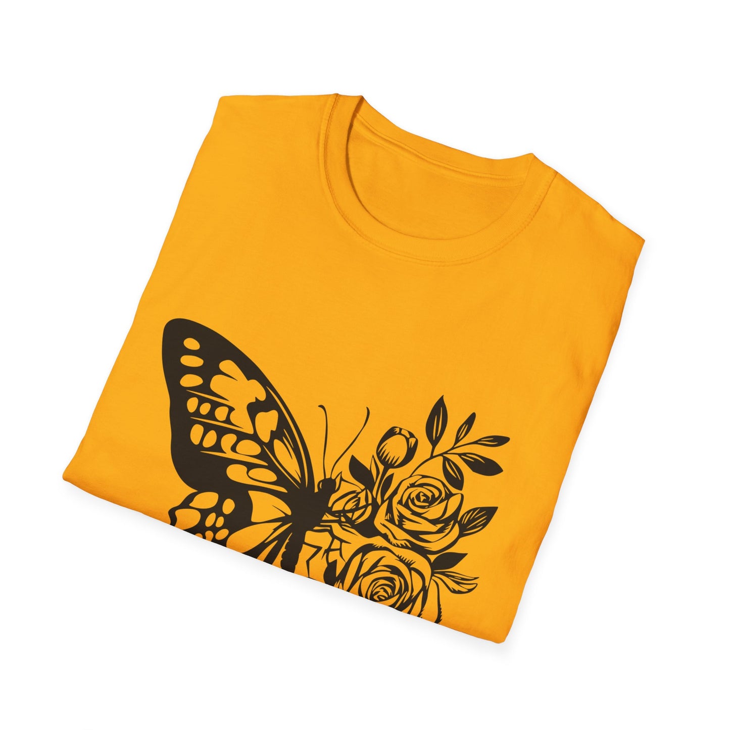 Butterfly and Roses Unisex Cotton Tee