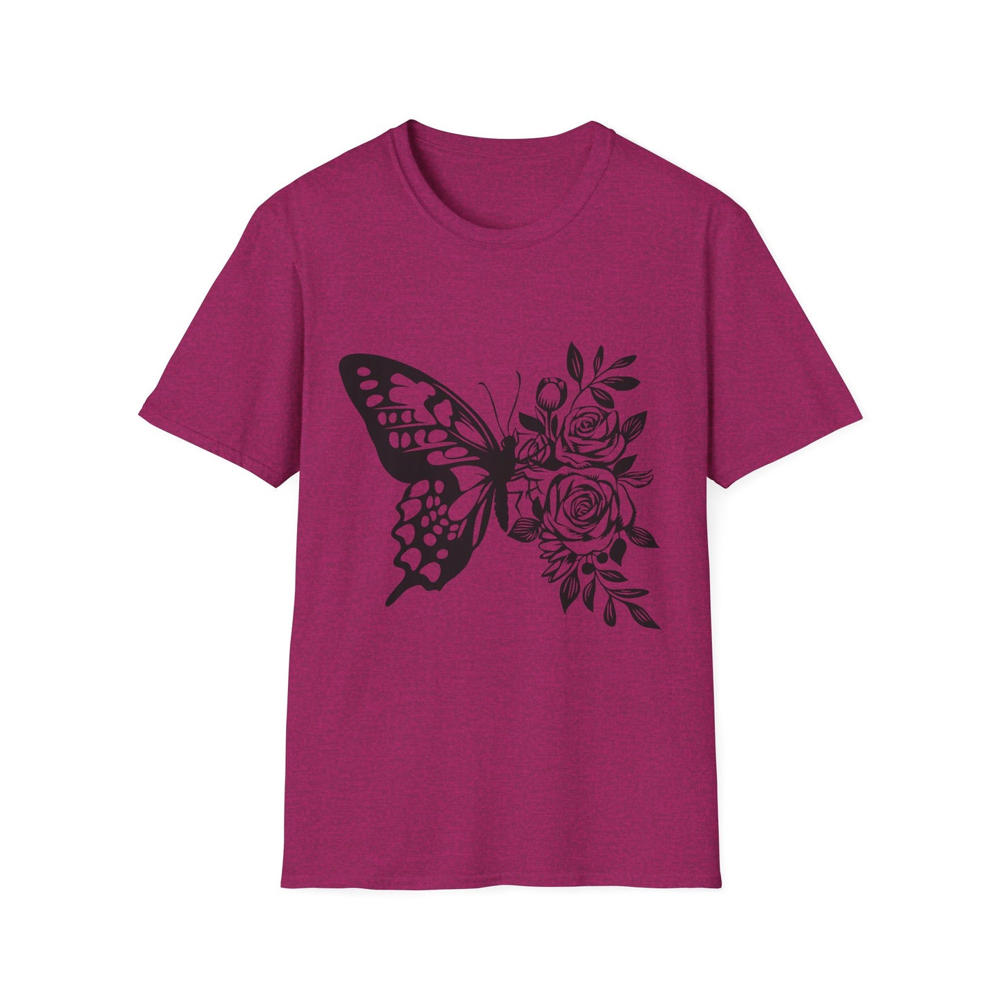 Butterfly and Roses Unisex Cotton Tee