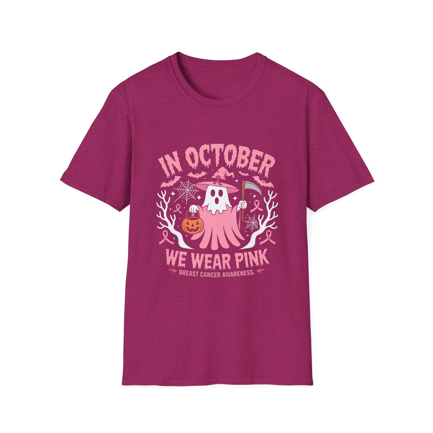 In October We Wear Pink Ghost Breast Cancer Awareness Tee