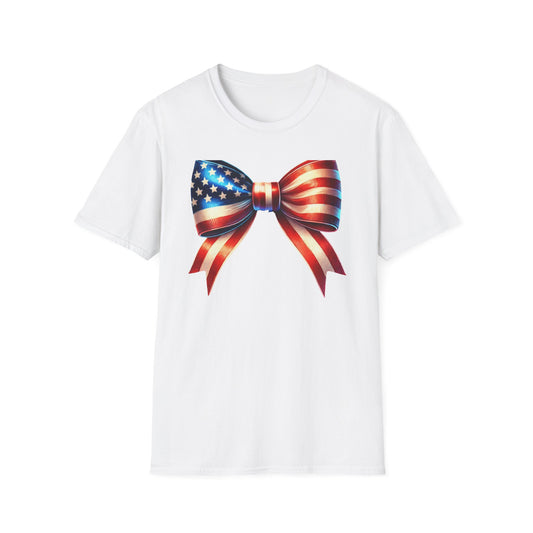 Patriotic Flag Bow Unisex Cotton Tee