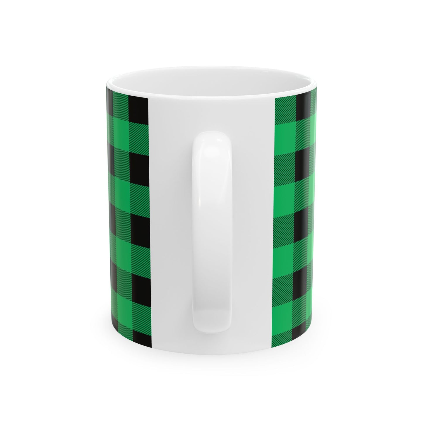 Green and Black Plaid Ceramic Mug