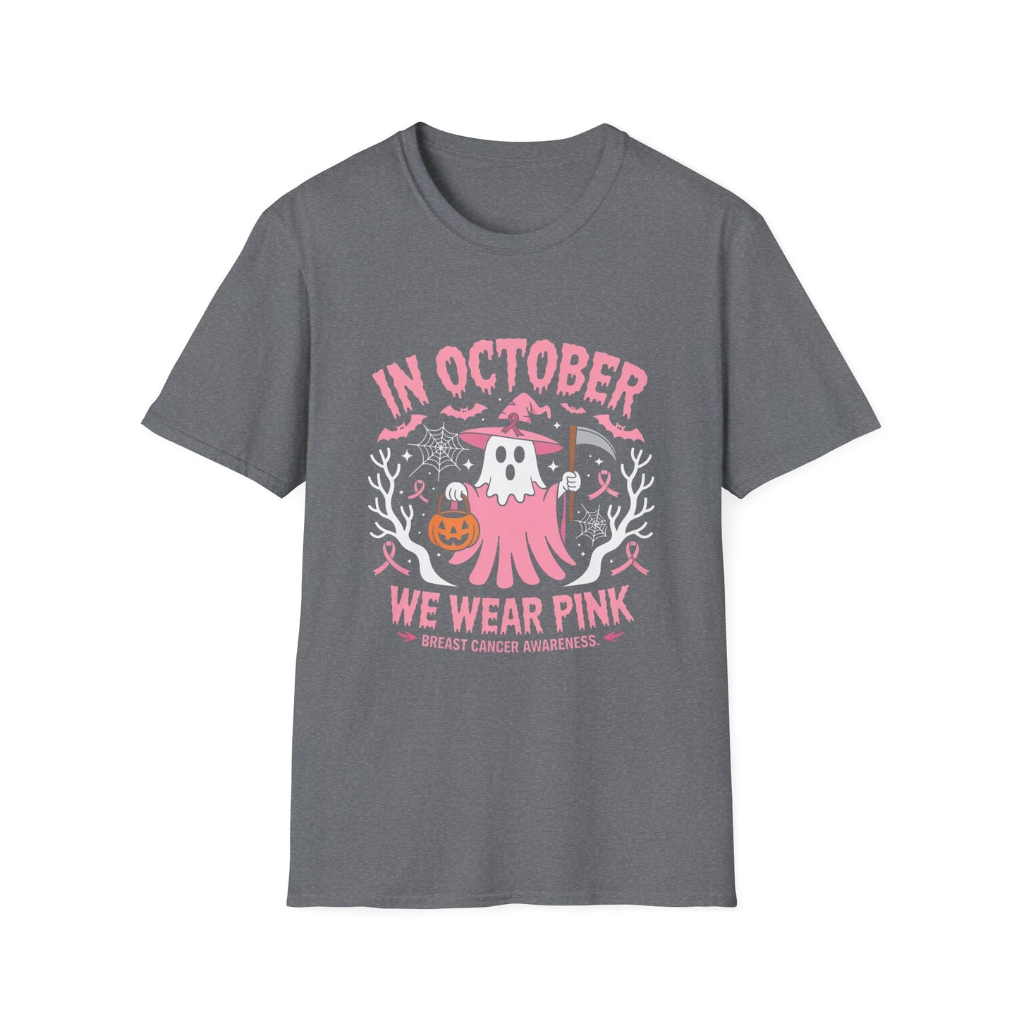 In October We Wear Pink Ghost Breast Cancer Awareness Tee