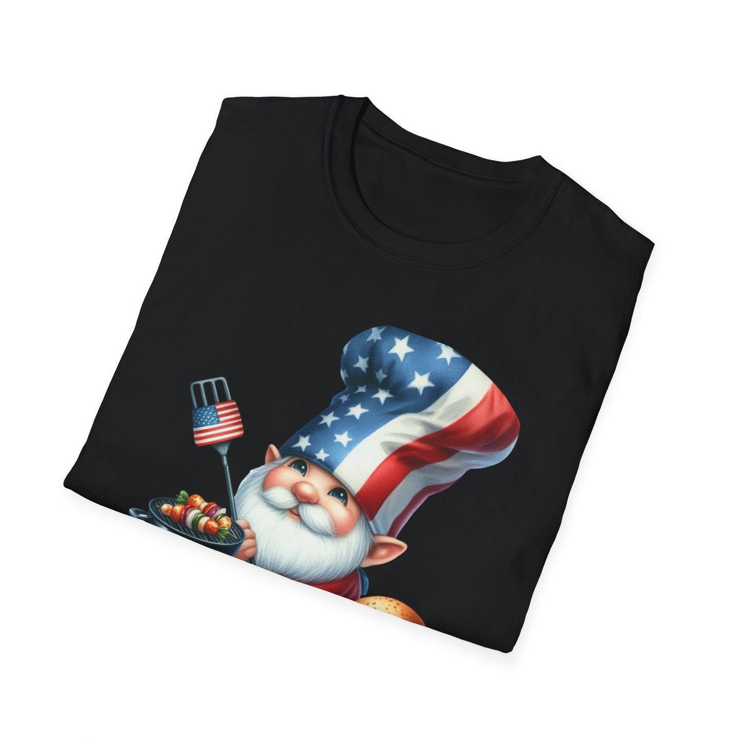 Patriotic BBQ Gnome Unisex Cotton Tee