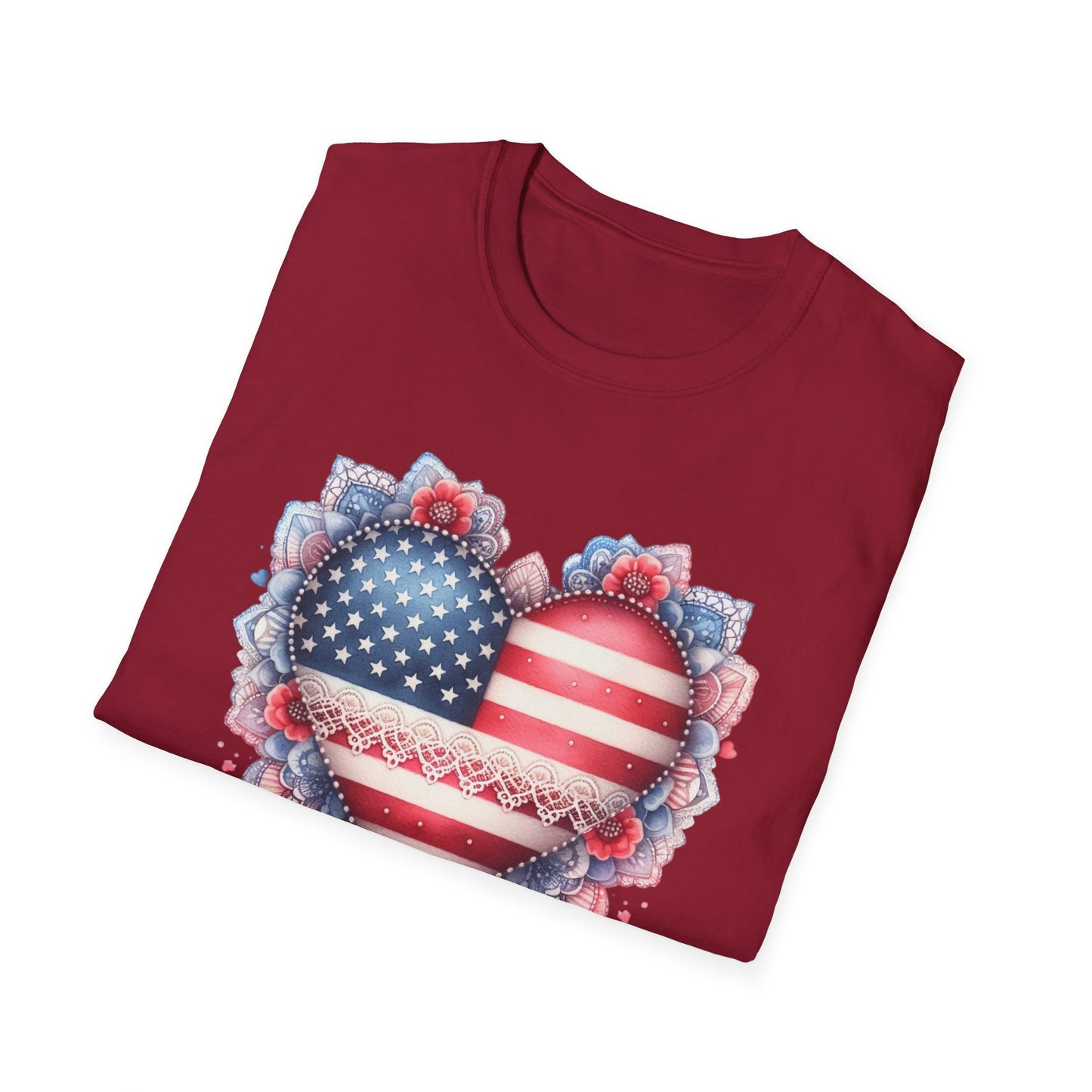 Americana American Flag Heart Unisex Cotton Tee