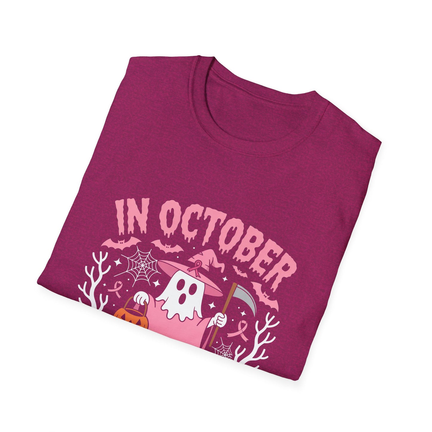 In October We Wear Pink Ghost Breast Cancer Awareness Tee