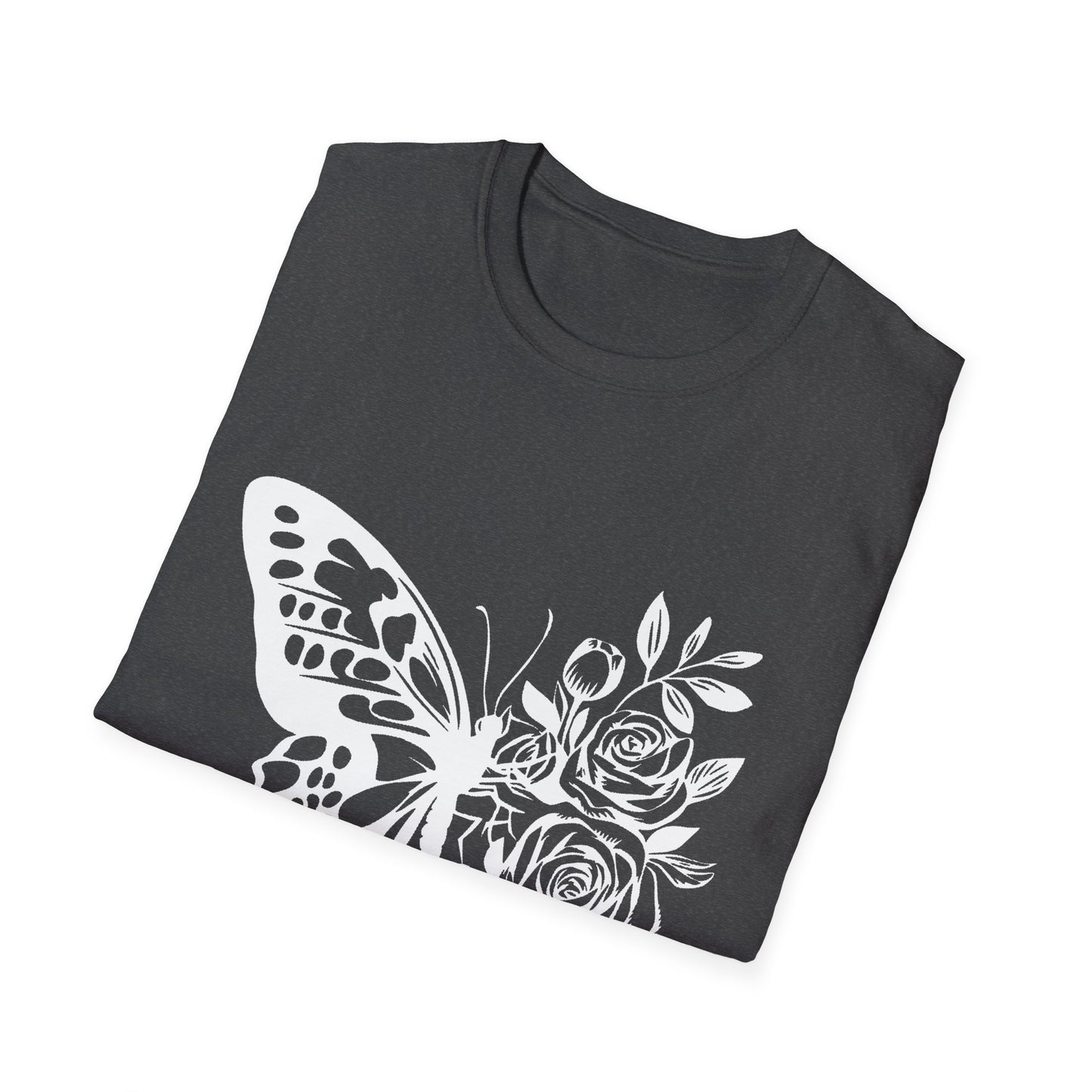 Butterfly and Roses Unisex Cotton Tee