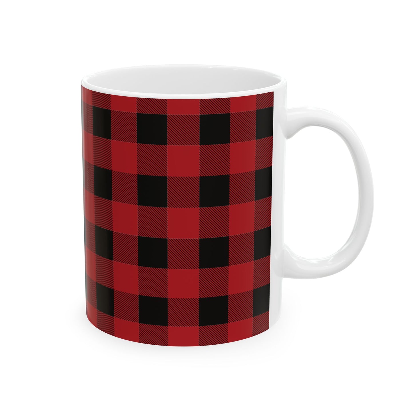 Red and Black Plaid Ceramic Mug