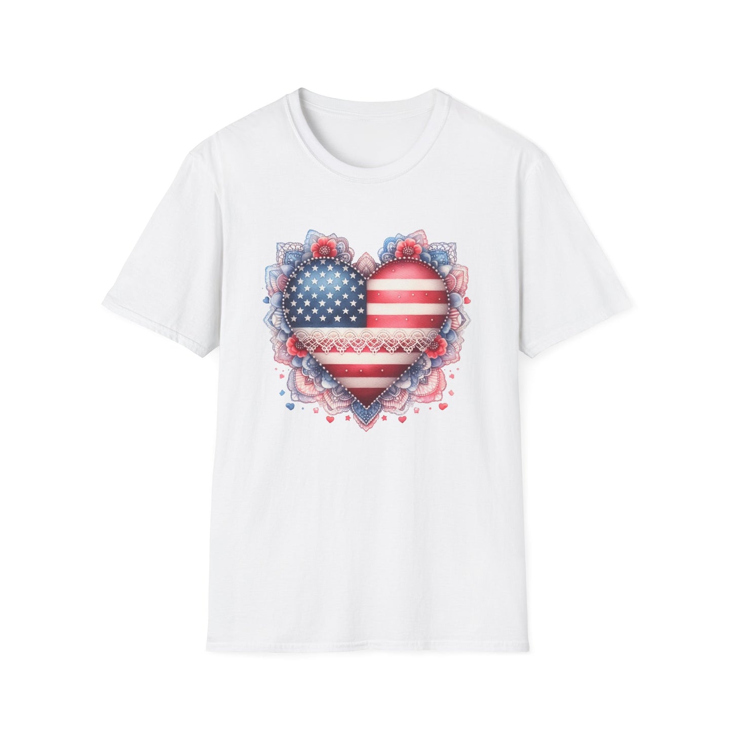 Americana American Flag Heart Unisex Cotton Tee