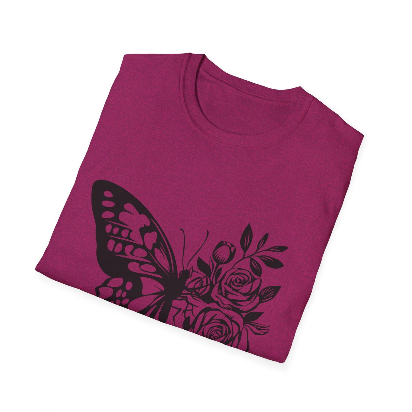 Butterfly and Roses Unisex Cotton Tee