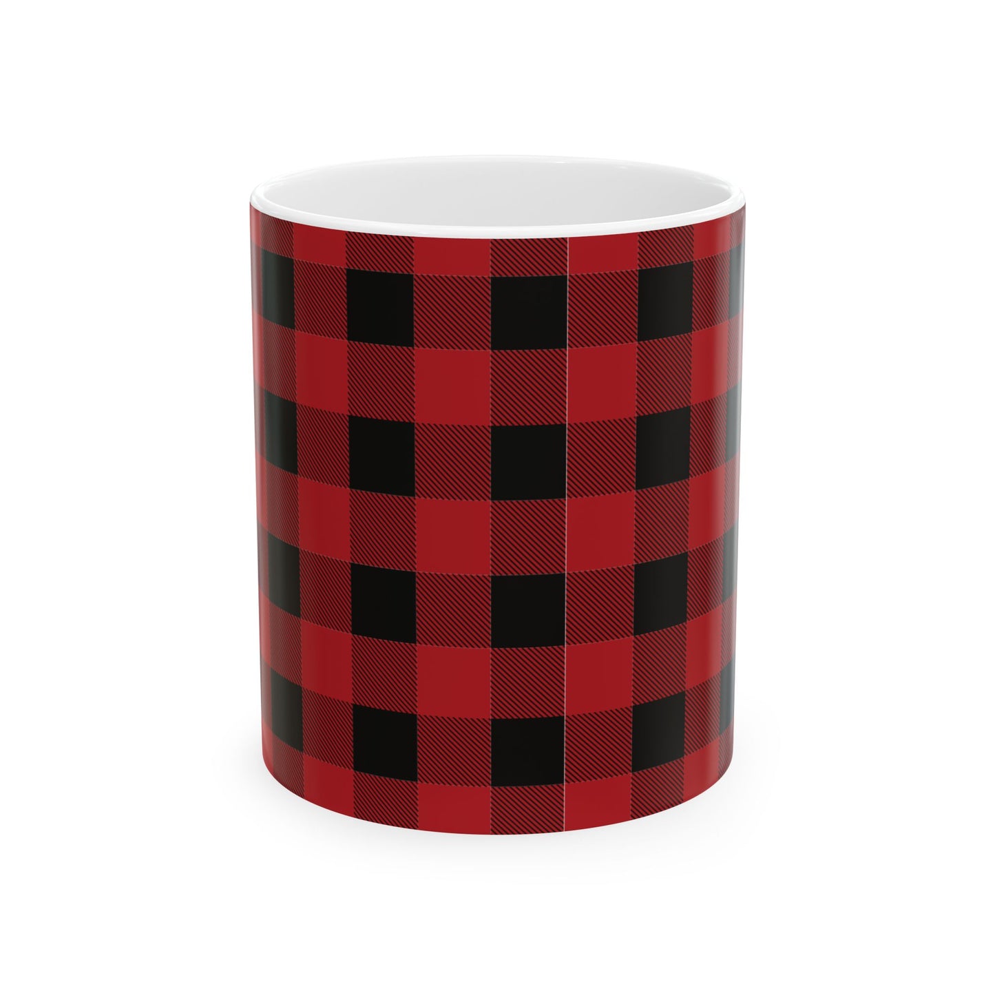 Red and Black Plaid Ceramic Mug