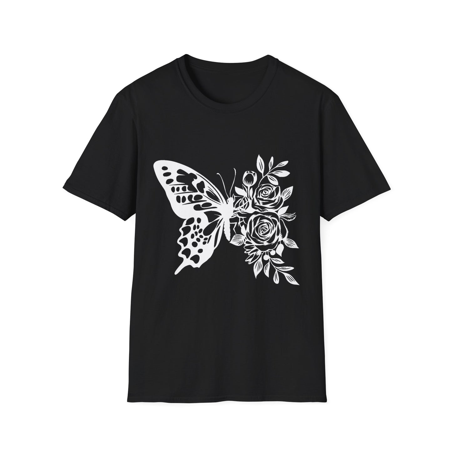 Butterfly and Roses Unisex Cotton Tee