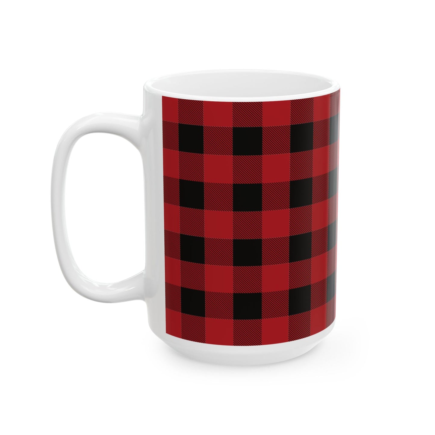 Red and Black Plaid Ceramic Mug