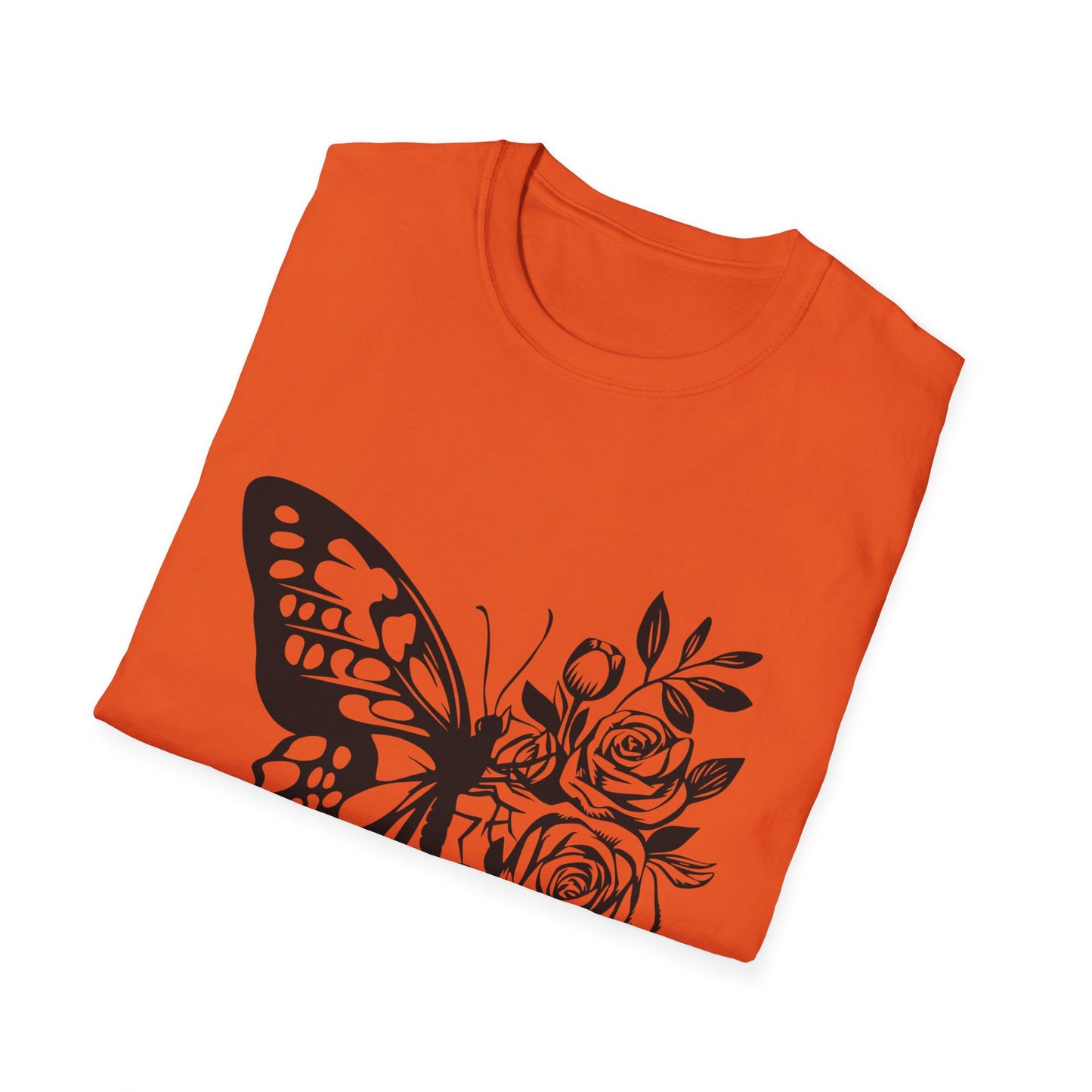 Butterfly and Roses Unisex Cotton Tee