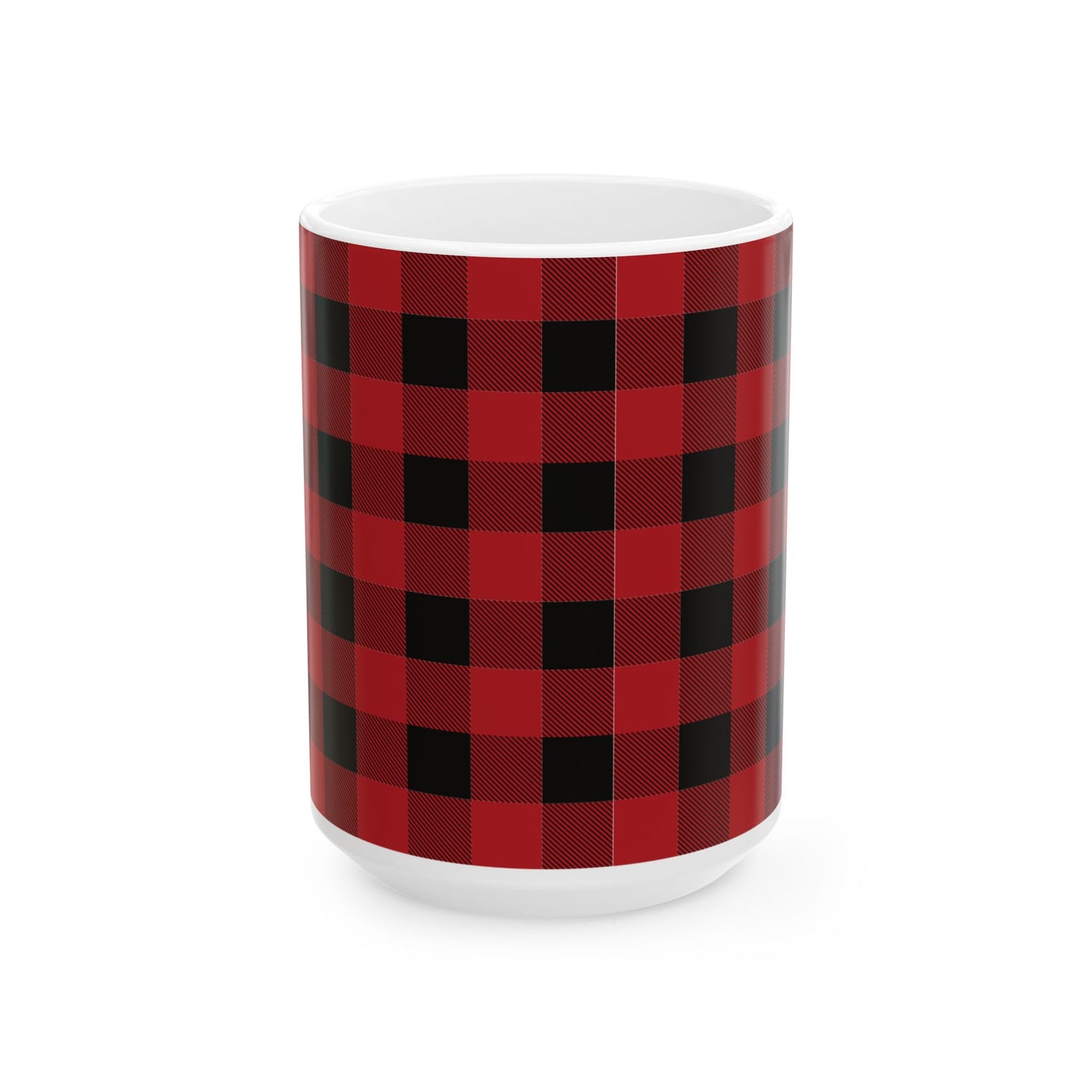 Red and Black Plaid Ceramic Mug
