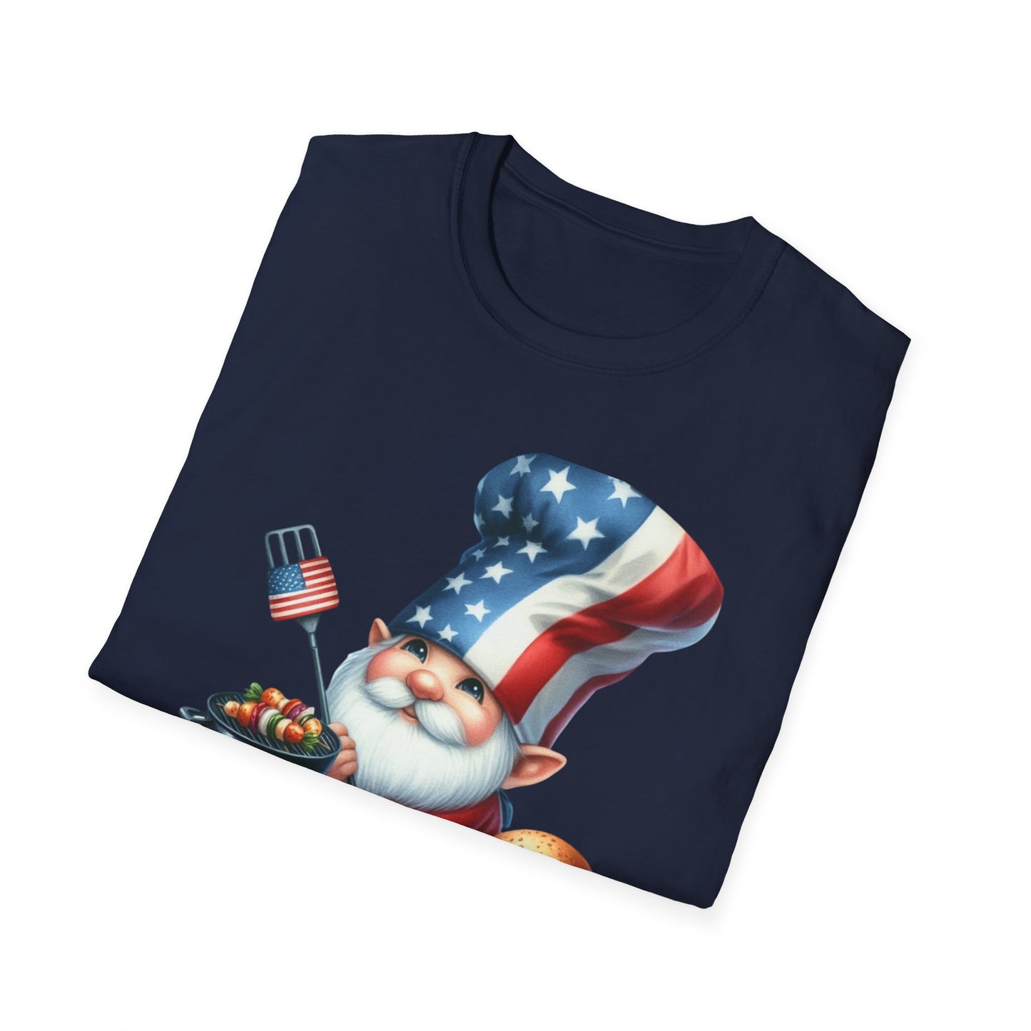 Patriotic BBQ Gnome Unisex Cotton Tee
