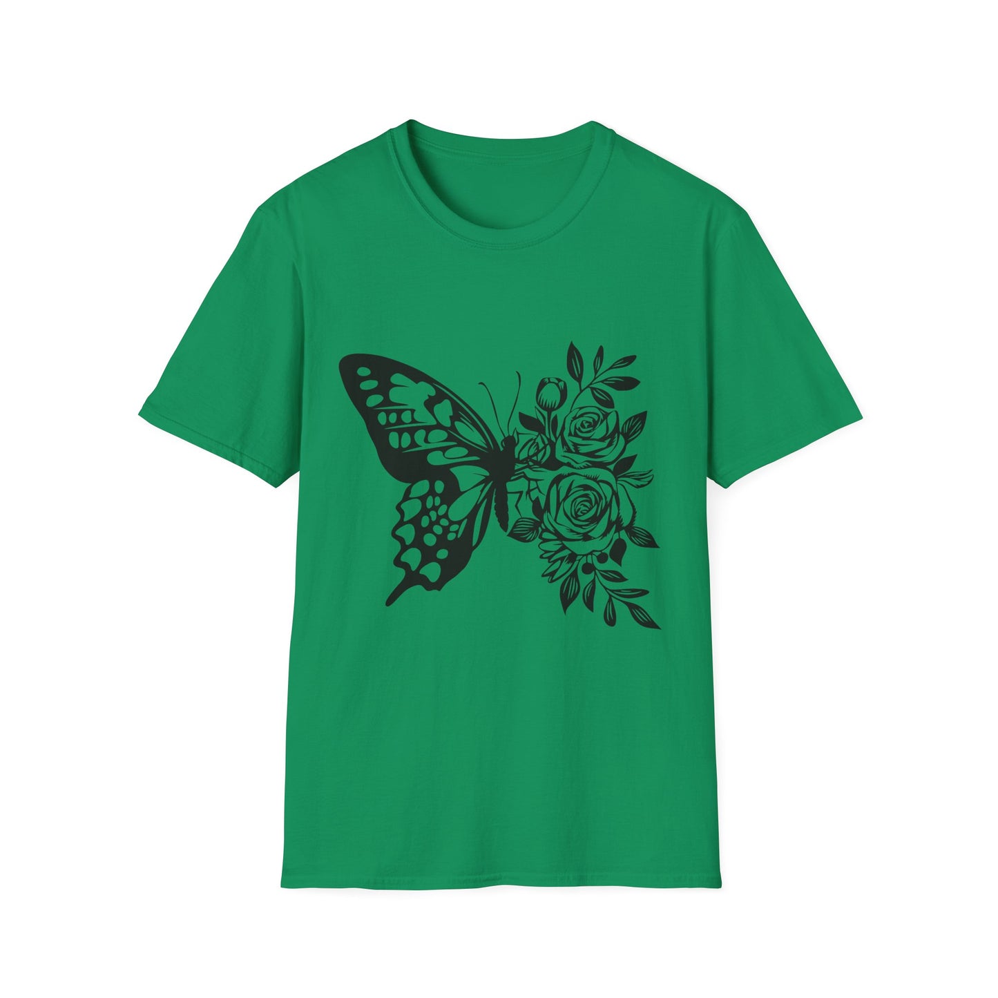 Butterfly and Roses Unisex Cotton Tee