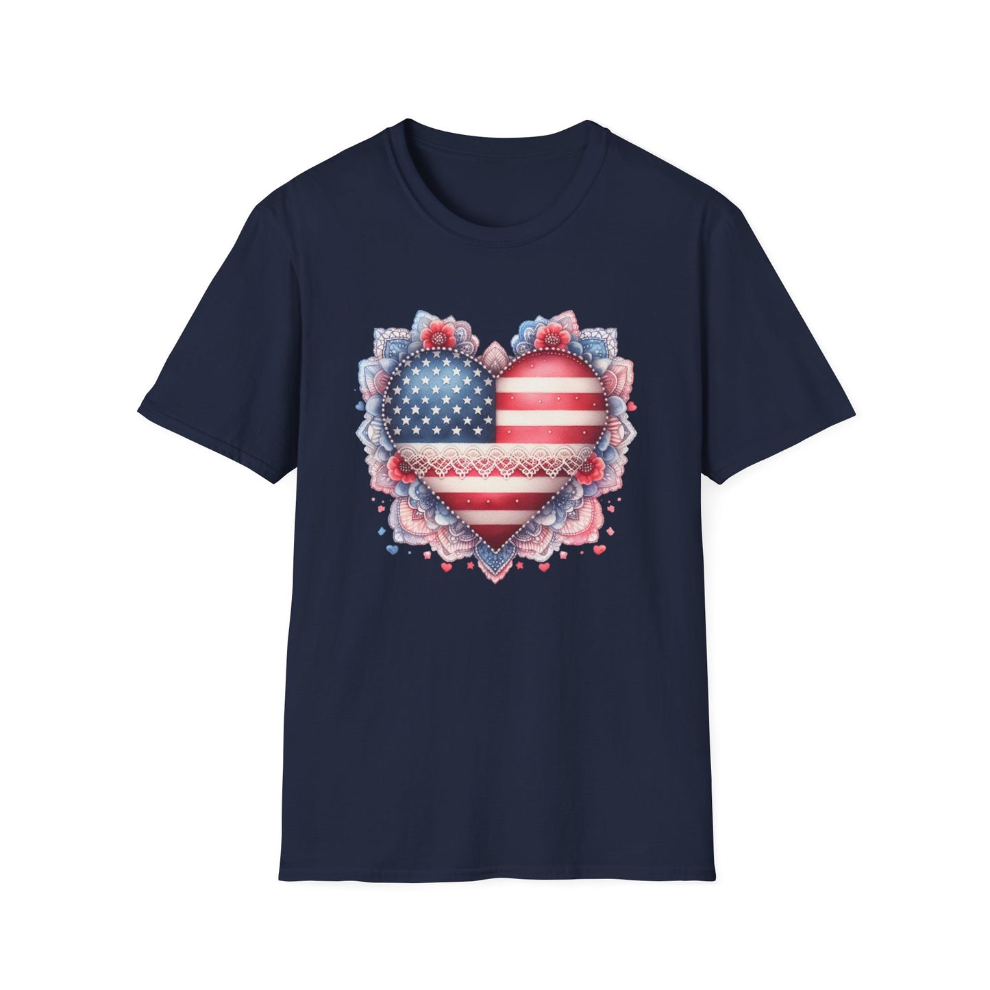 Americana American Flag Heart Unisex Cotton Tee