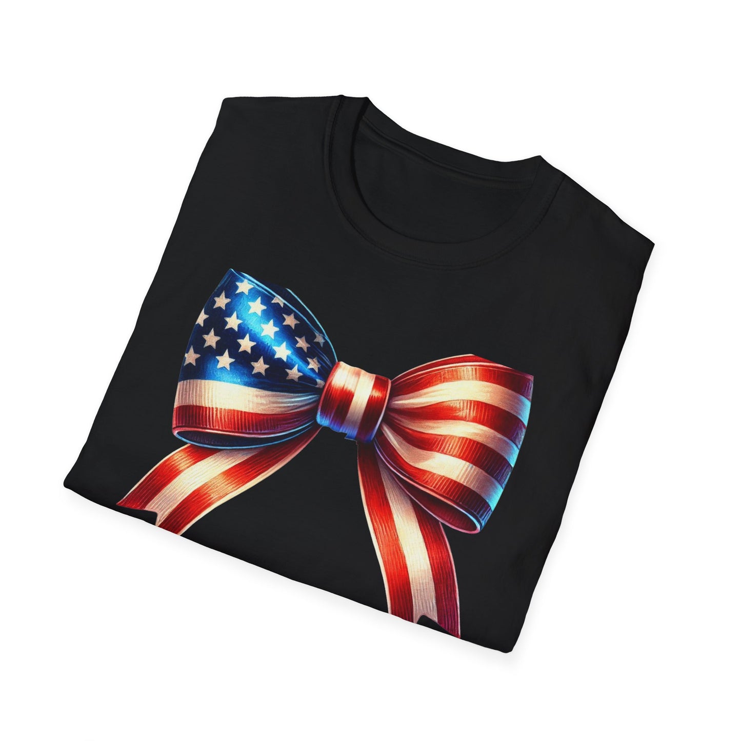 Patriotic Flag Bow Unisex Cotton Tee