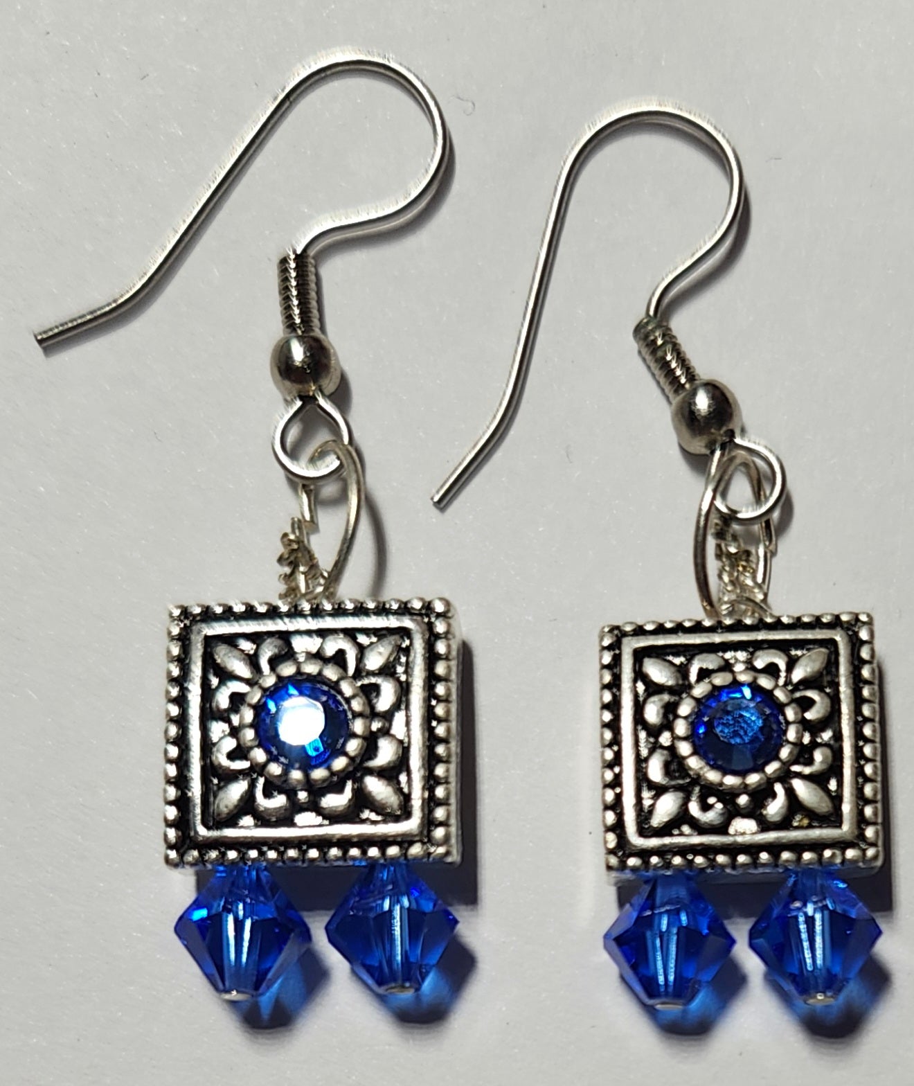 Silver and Swarovski Crystal Drop Earrings