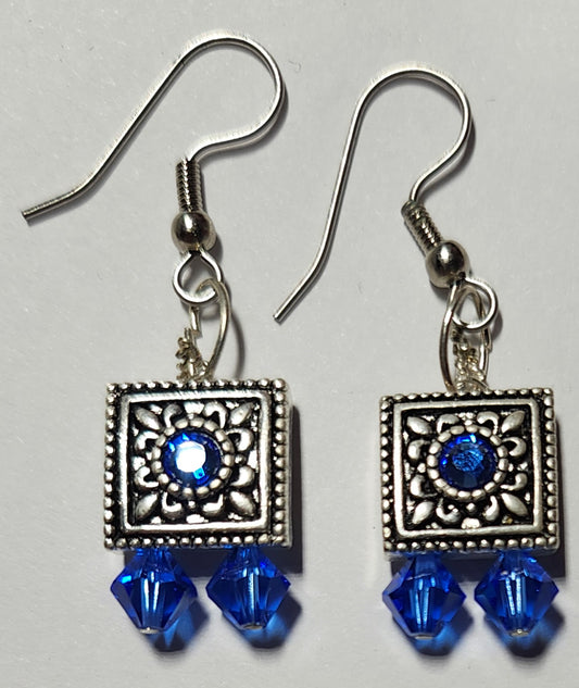 Silver and Swarovski Crystal Drop Earrings