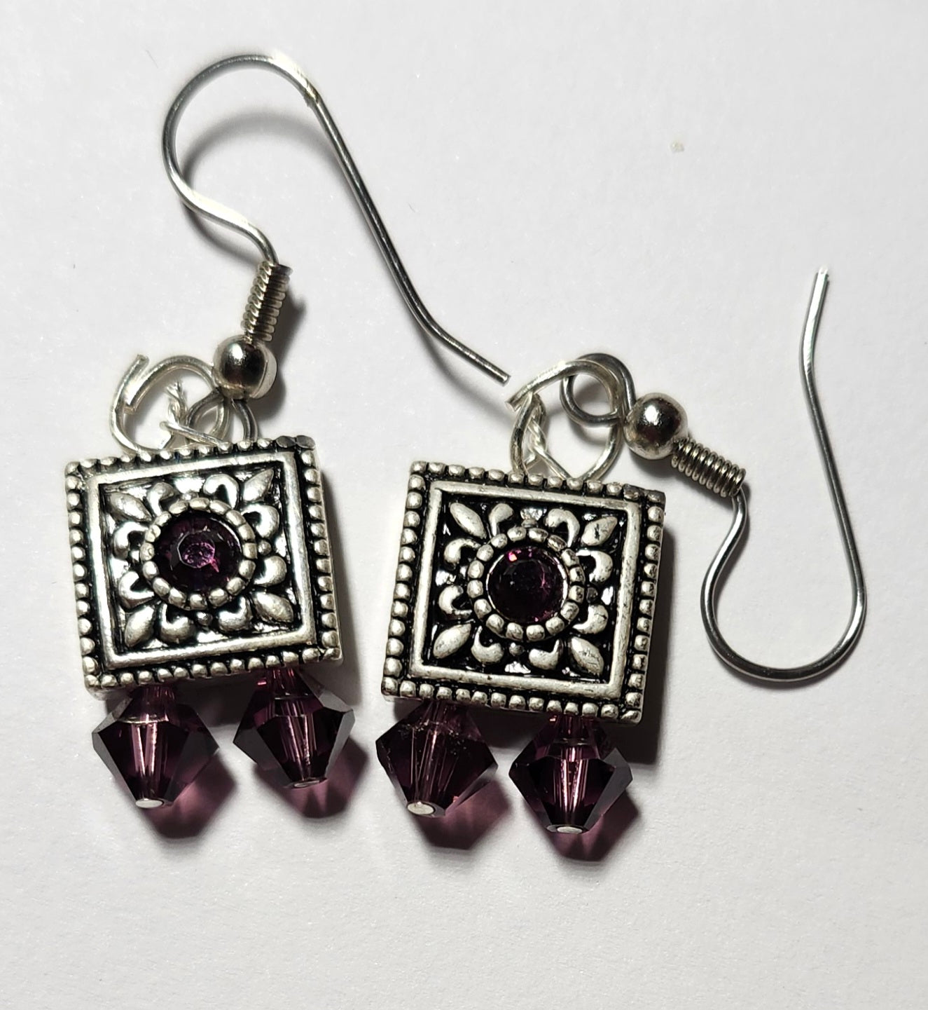 Silver and Swarovski Crystal Drop Earrings