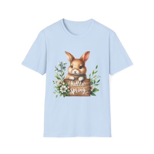 Hello Spring Bunny Unisex Cotton Tee