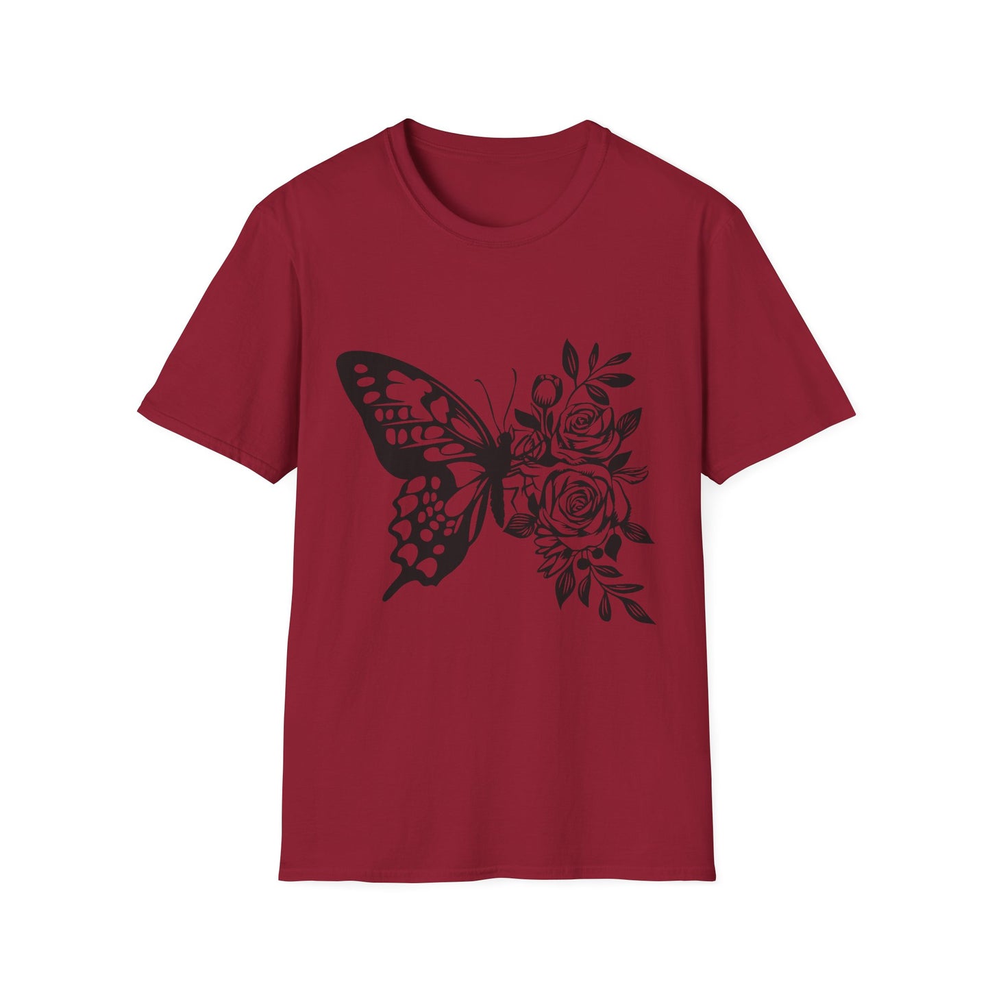 Butterfly and Roses Unisex Cotton Tee