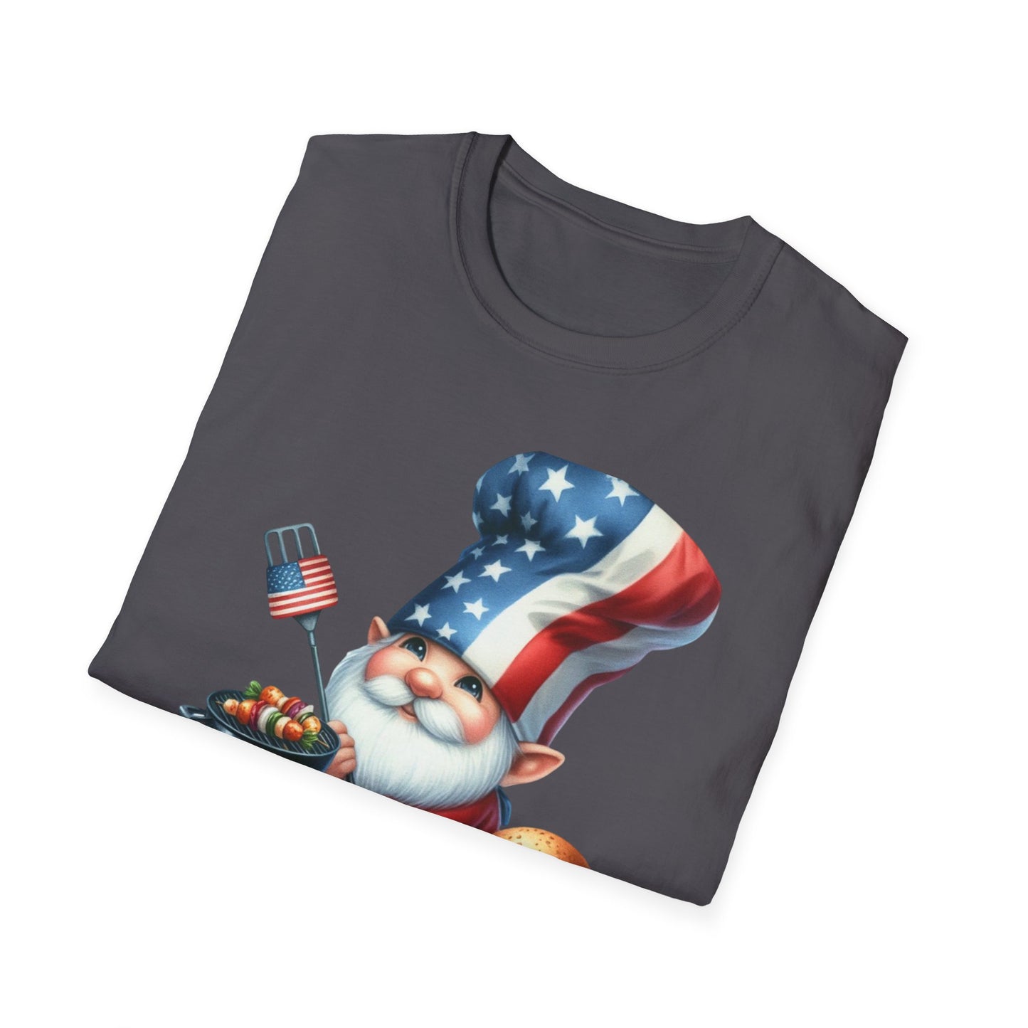 Patriotic BBQ Gnome Unisex Cotton Tee