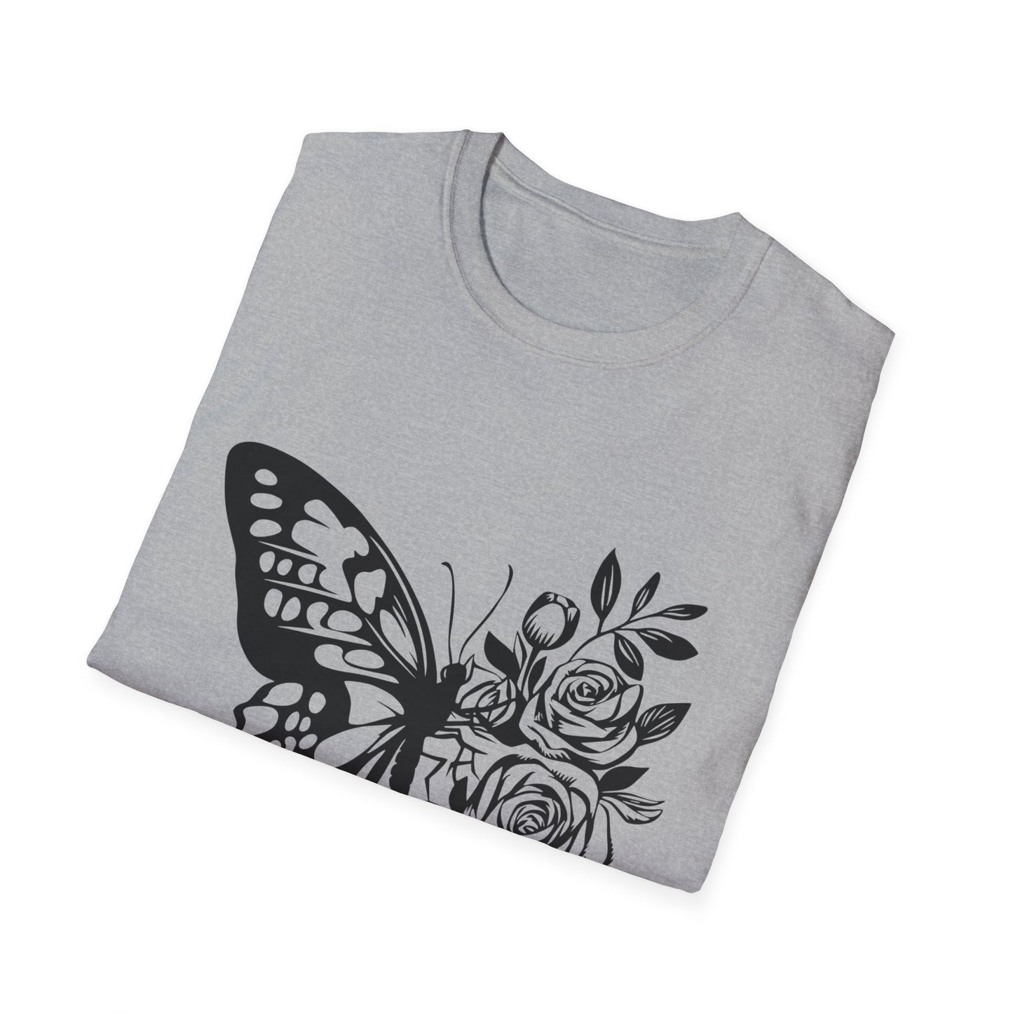 Butterfly and Roses Unisex Cotton Tee