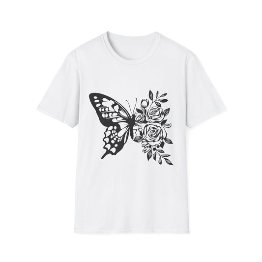 Butterfly and Roses Unisex Cotton Tee