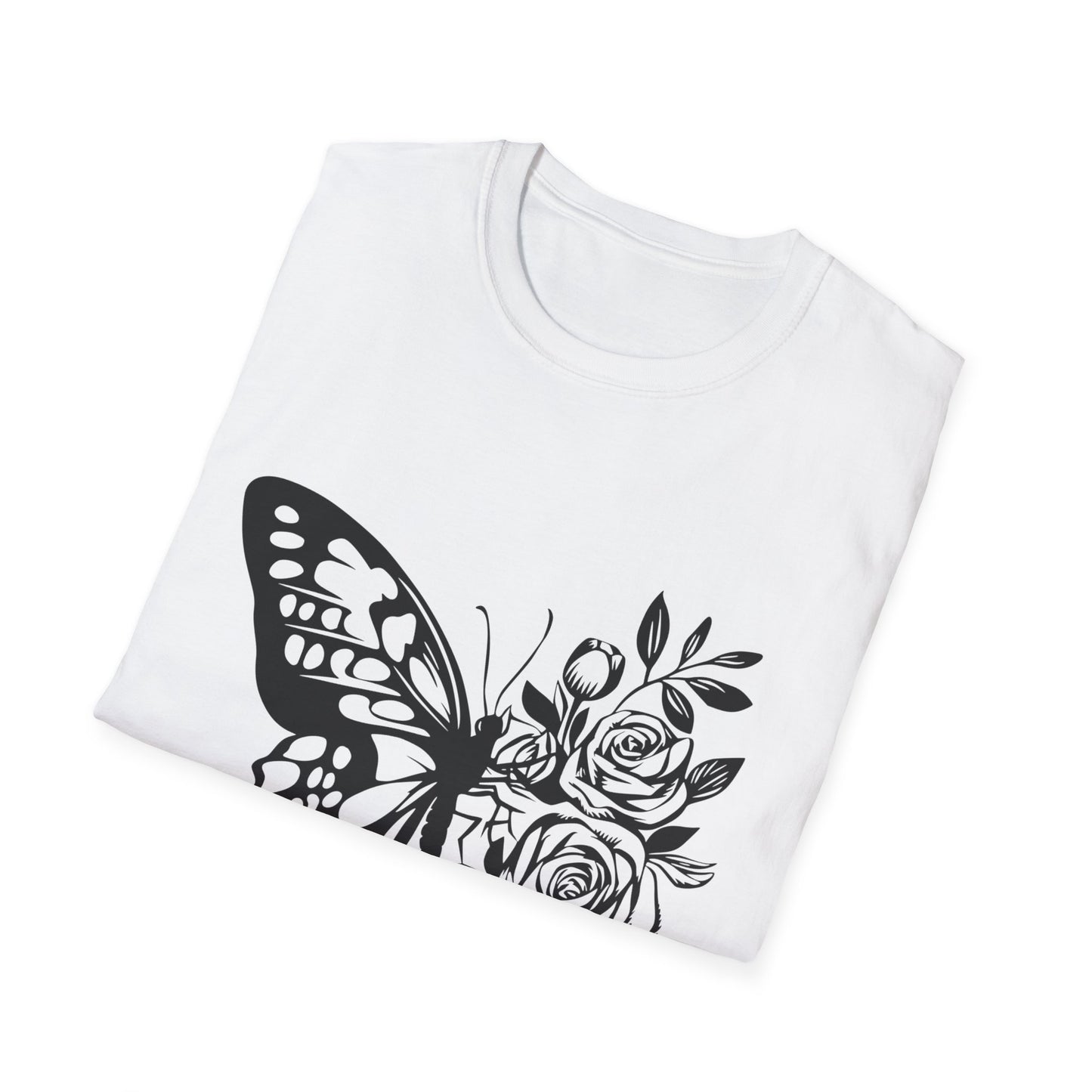 Butterfly and Roses Unisex Cotton Tee