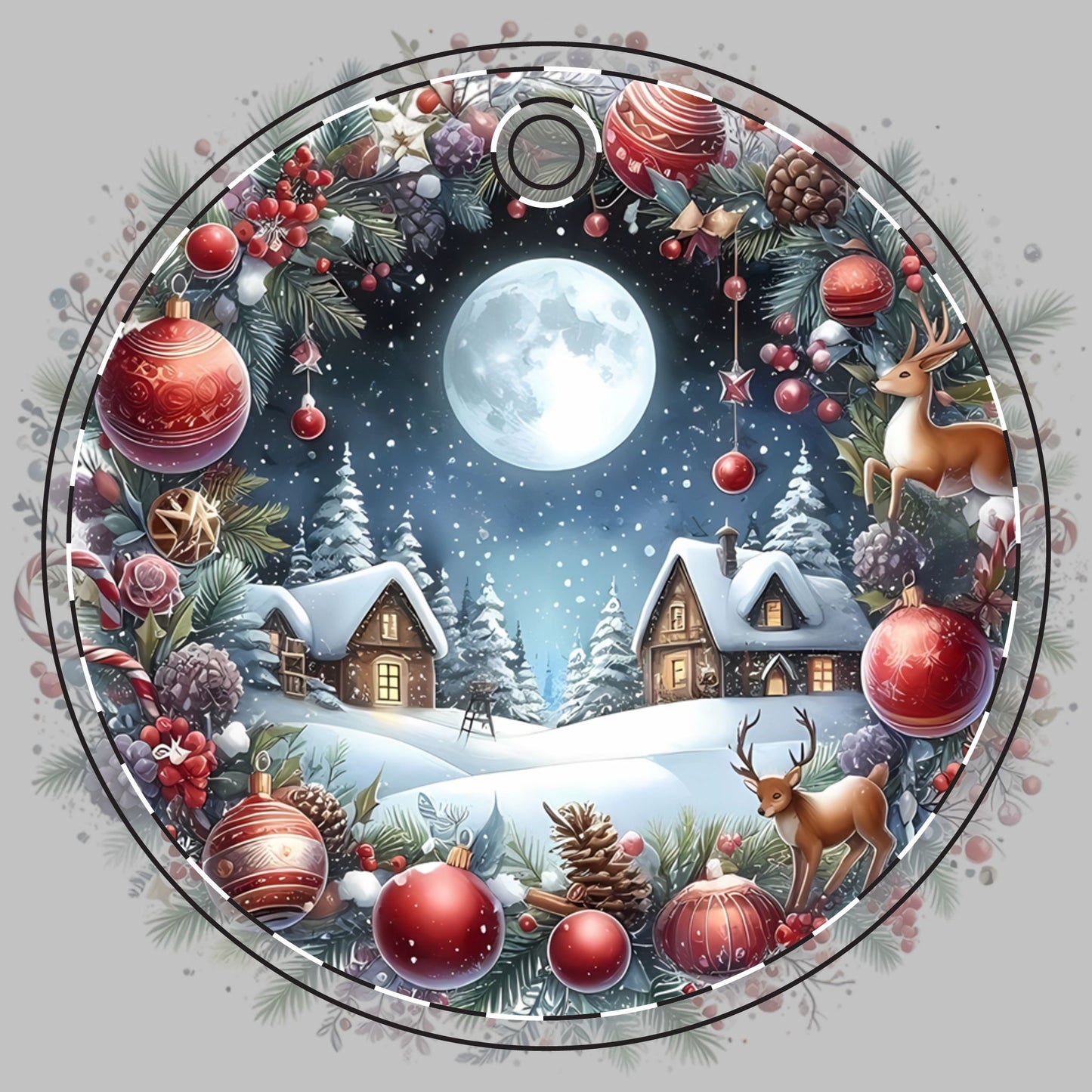 Customizable Winter Cabins Ceramic Christmas Ornament