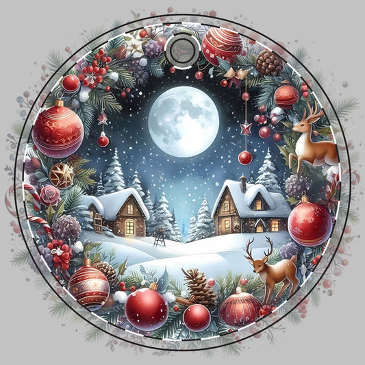 Customizable Winter Cabins Ceramic Christmas Ornament