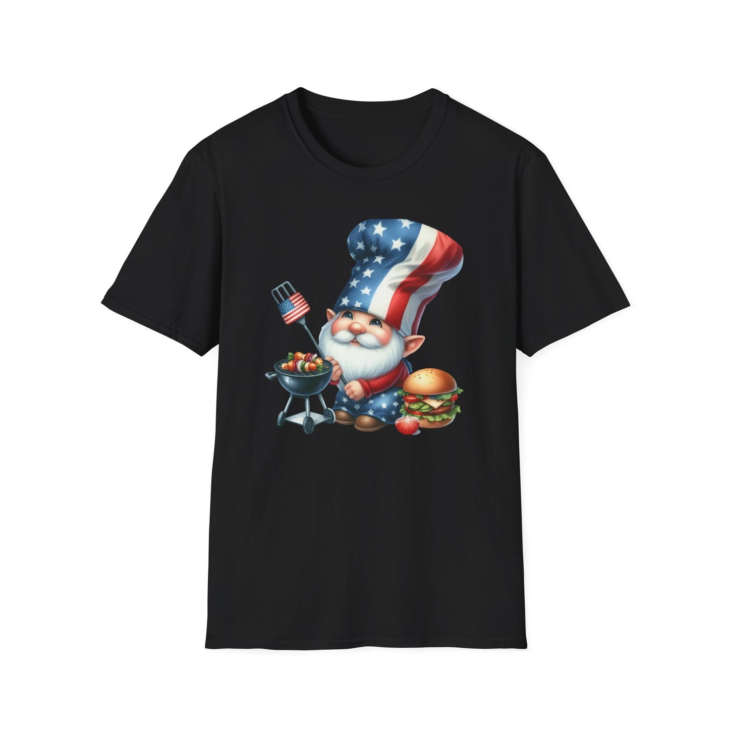 Patriotic BBQ Gnome Unisex Cotton Tee