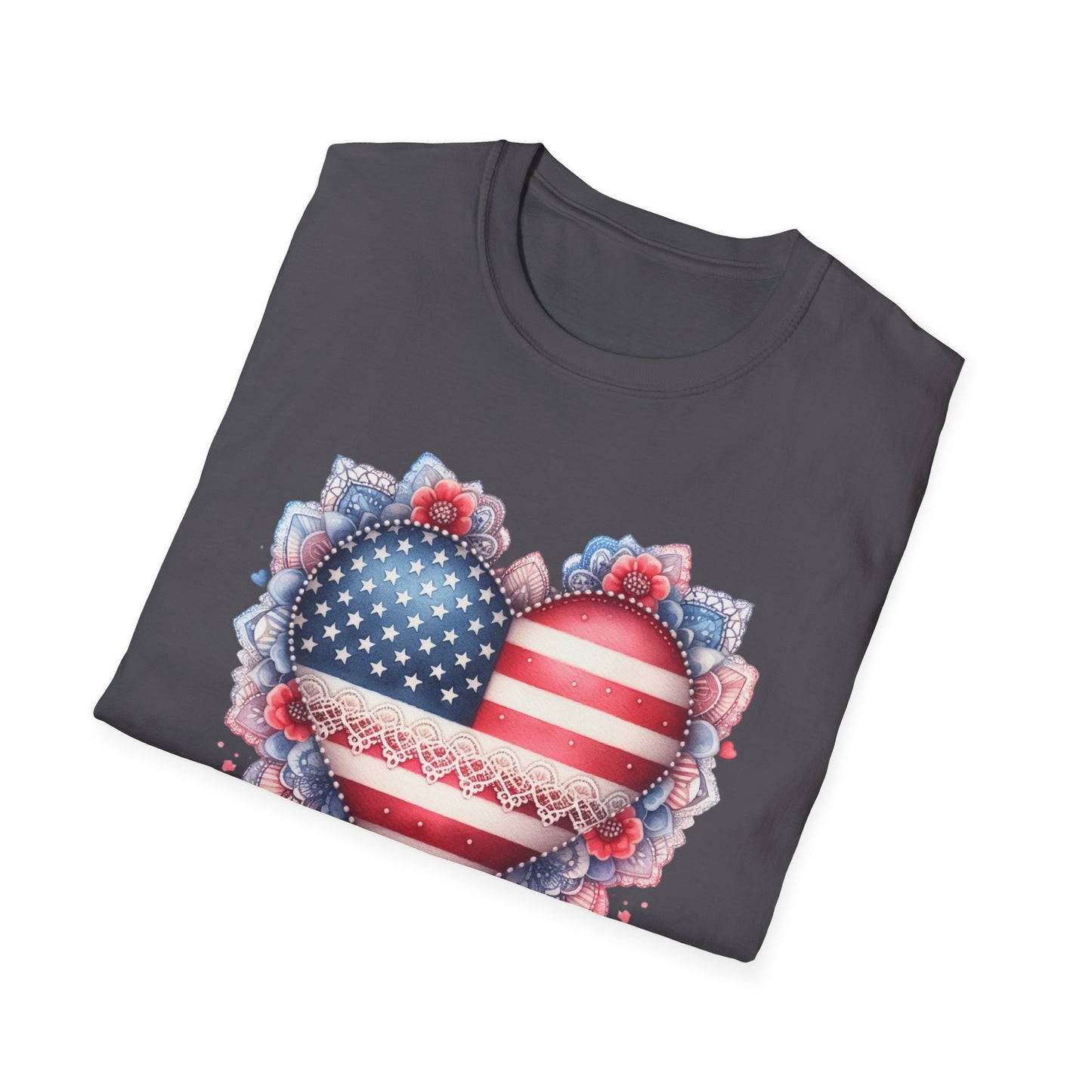 Americana American Flag Heart Unisex Cotton Tee